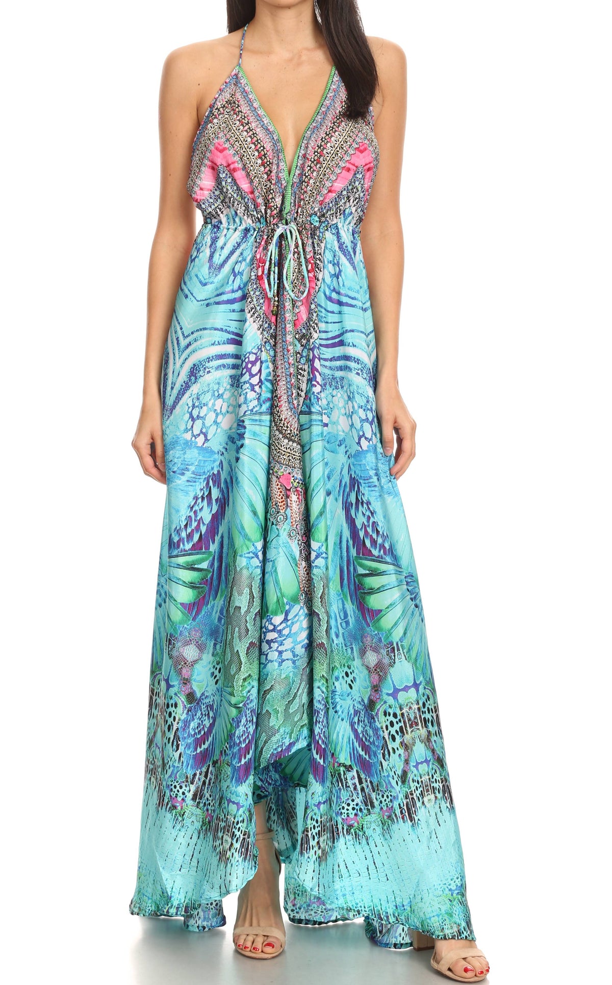 Maxi High-Low Halter Beach Dress