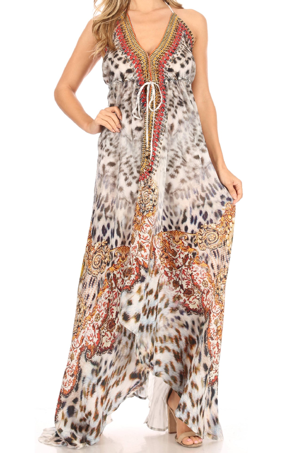 Maxi High-Low Halter Beach Dress
