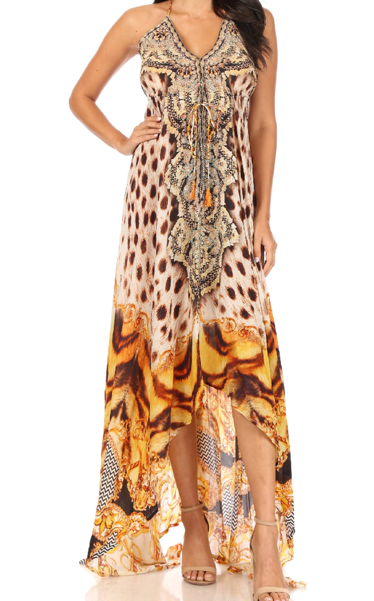 Maxi High-Low Halter Beach Dress