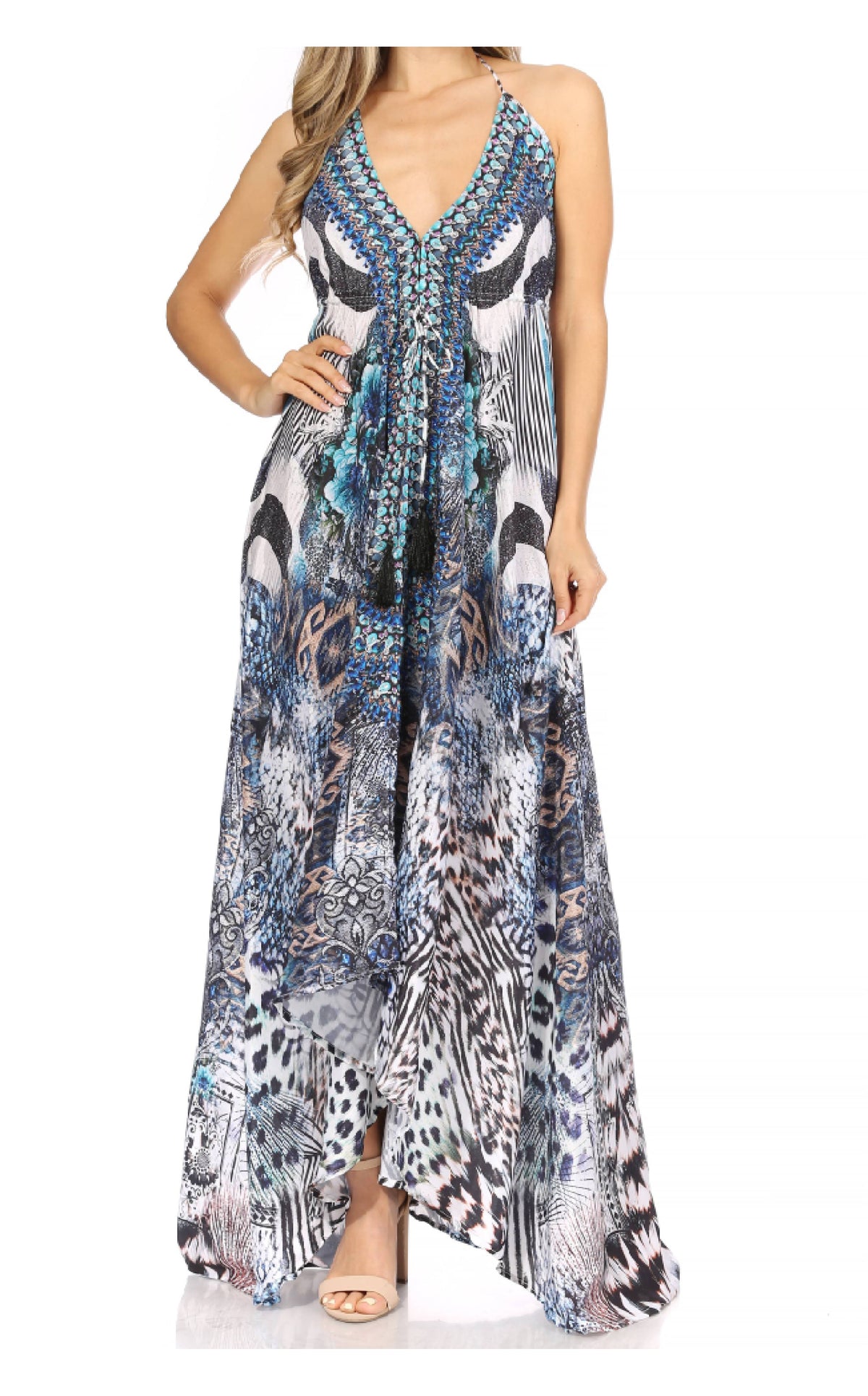 Maxi High-Low Halter Beach Dress