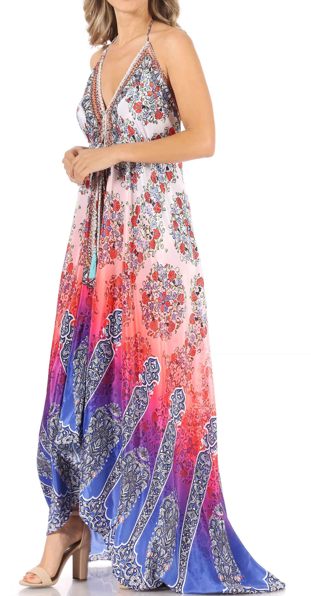 Maxi High-Low Halter Beach Dress