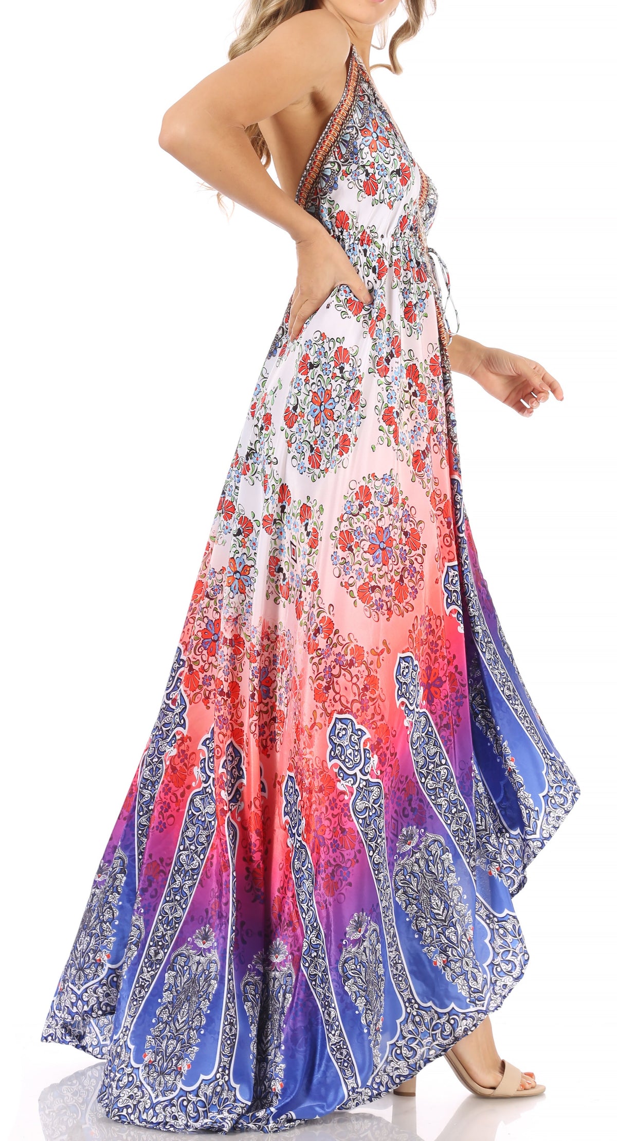 Maxi High-Low Halter Beach Dress