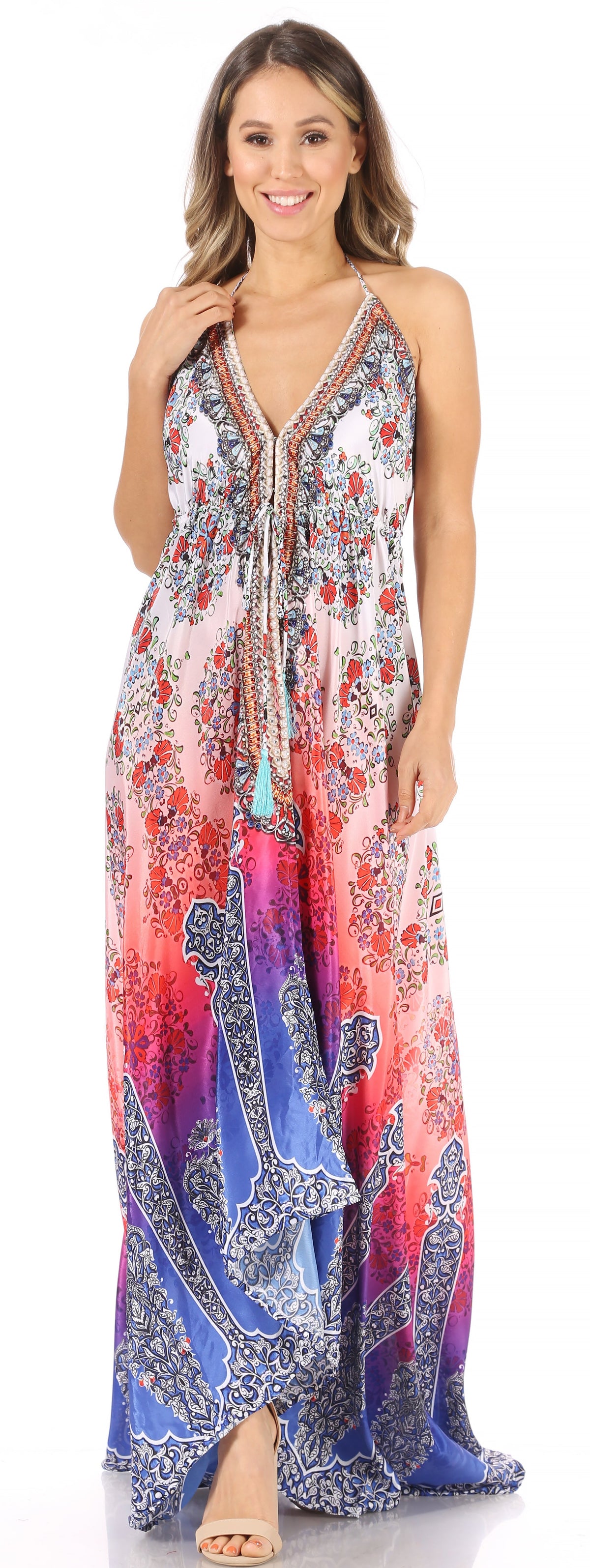 Maxi High-Low Halter Beach Dress