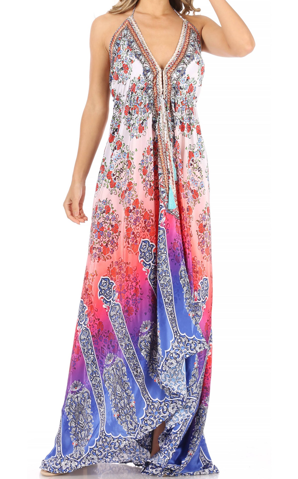 Maxi High-Low Halter Beach Dress