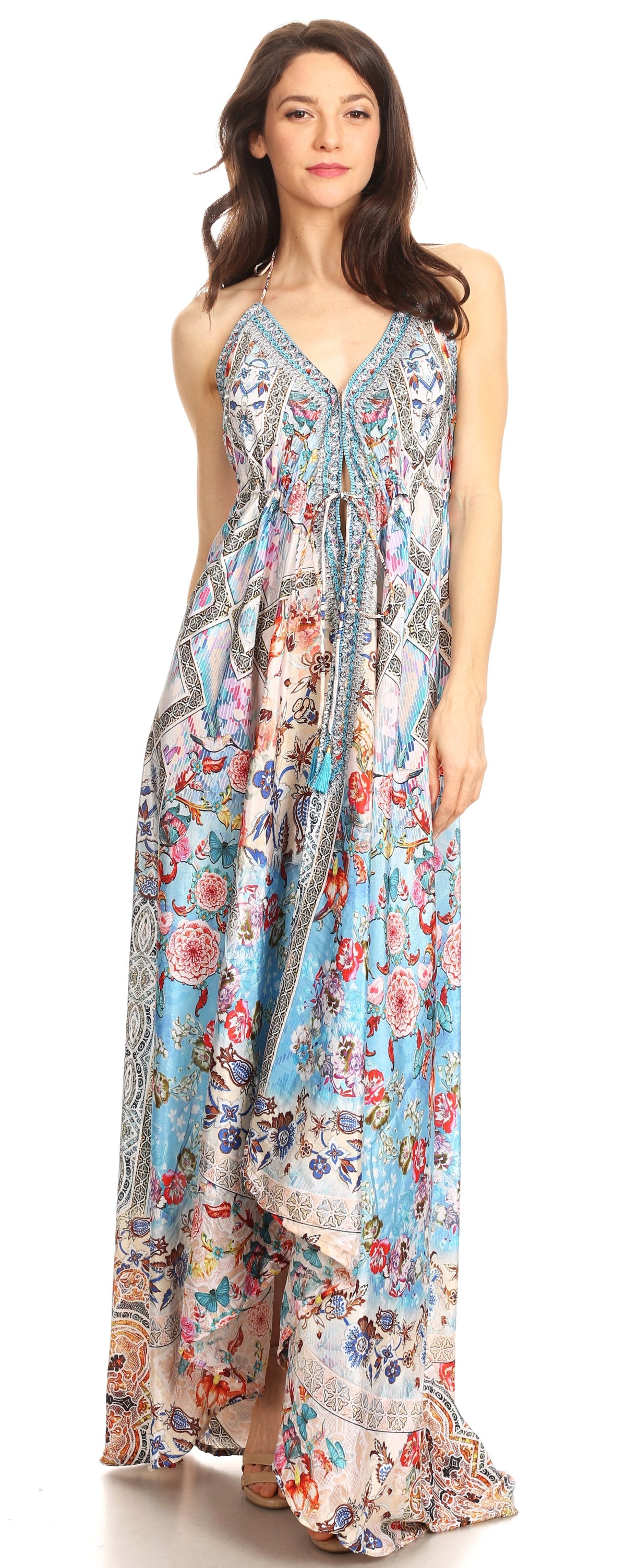 Maxi High-Low Halter Beach Dress