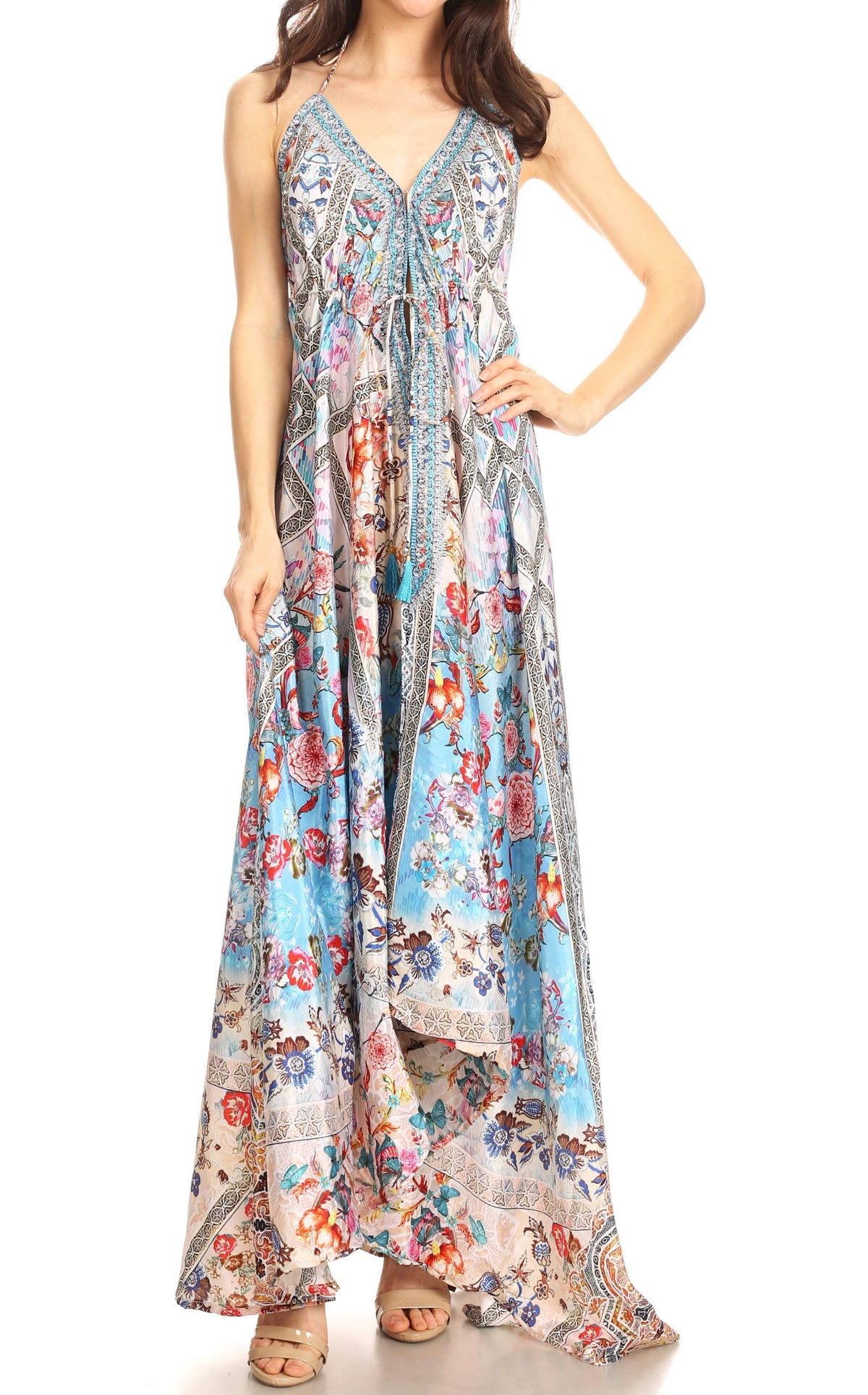 Maxi High-Low Halter Beach Dress