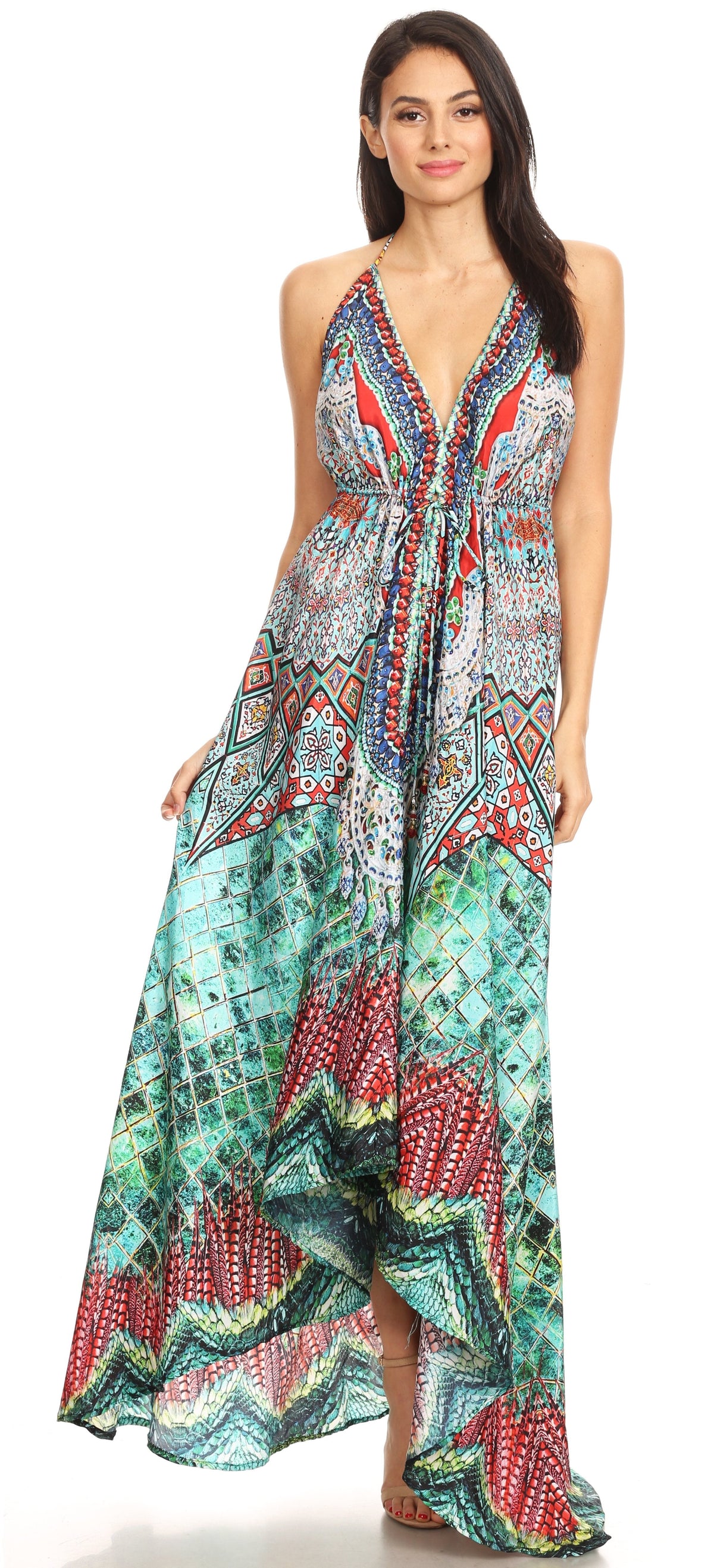 Maxi High-Low Halter Beach Dress