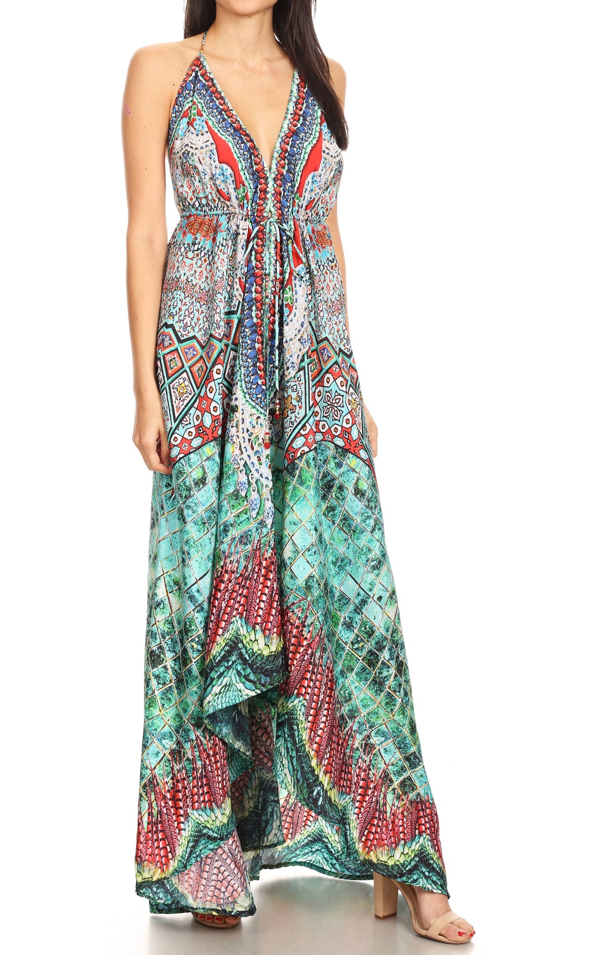 Maxi High-Low Halter Beach Dress