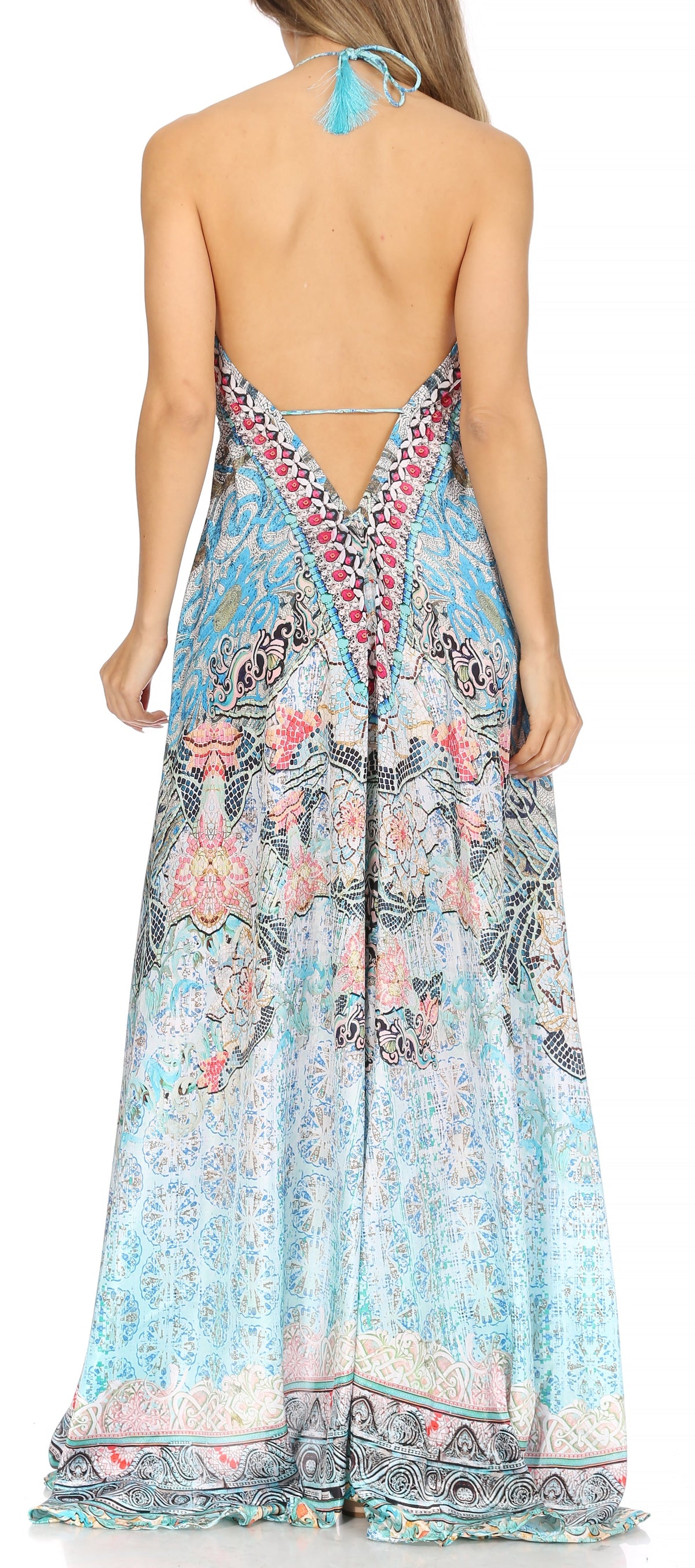 Maxi High-Low Halter Beach Dress