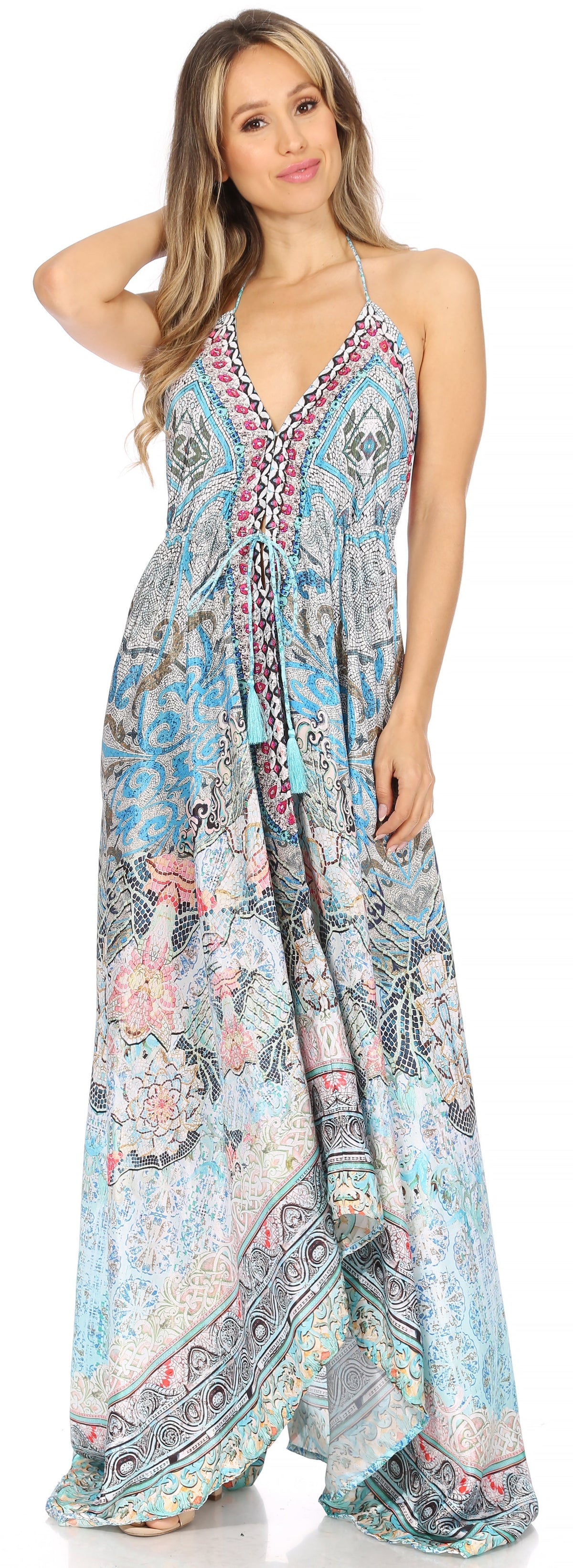 Maxi High-Low Halter Beach Dress