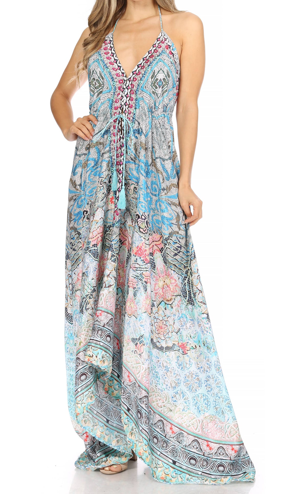 Maxi High-Low Halter Beach Dress