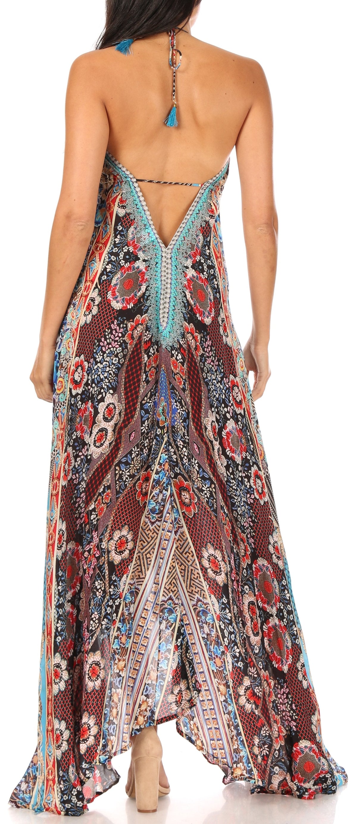 Maxi High-Low Halter Beach Dress