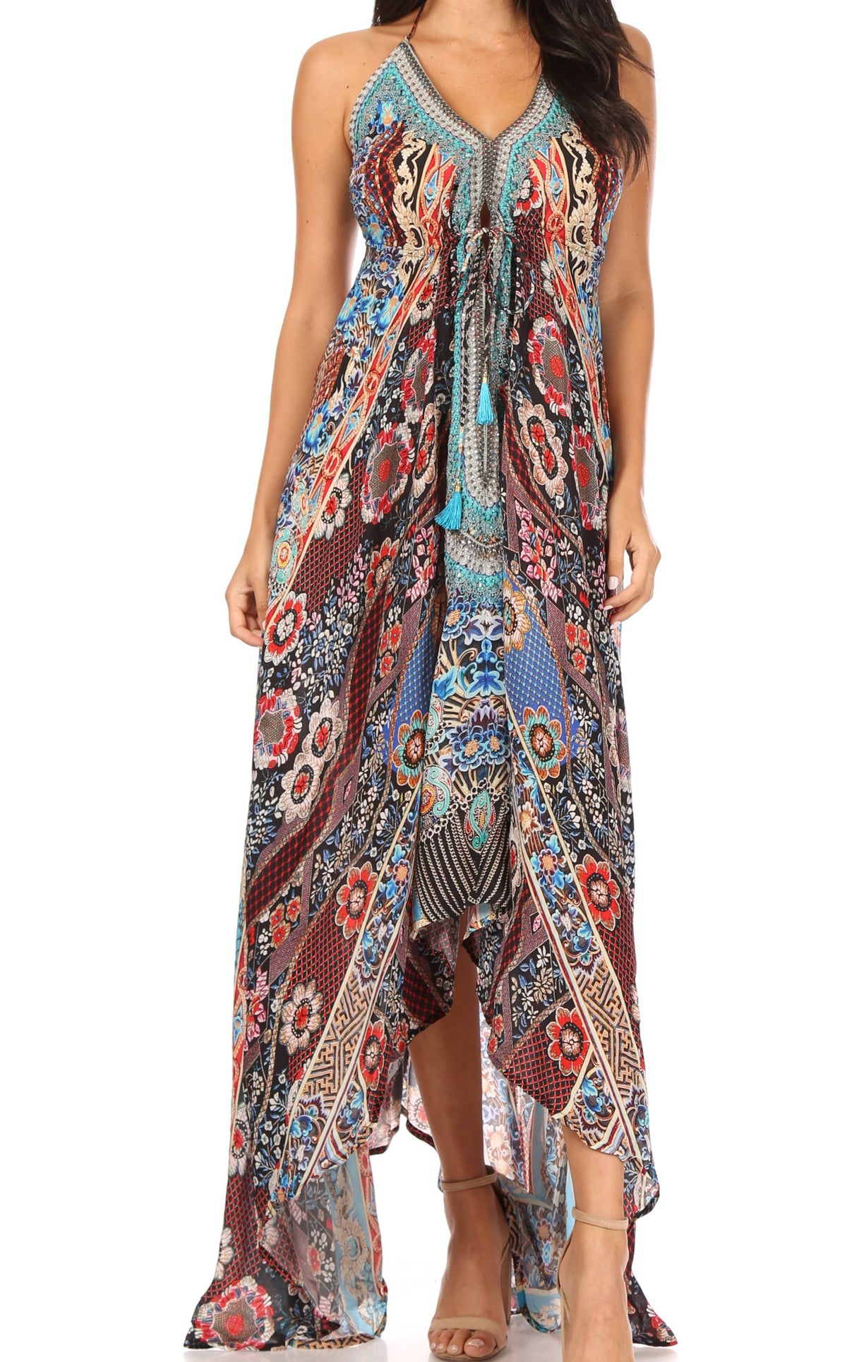 Maxi High-Low Halter Beach Dress