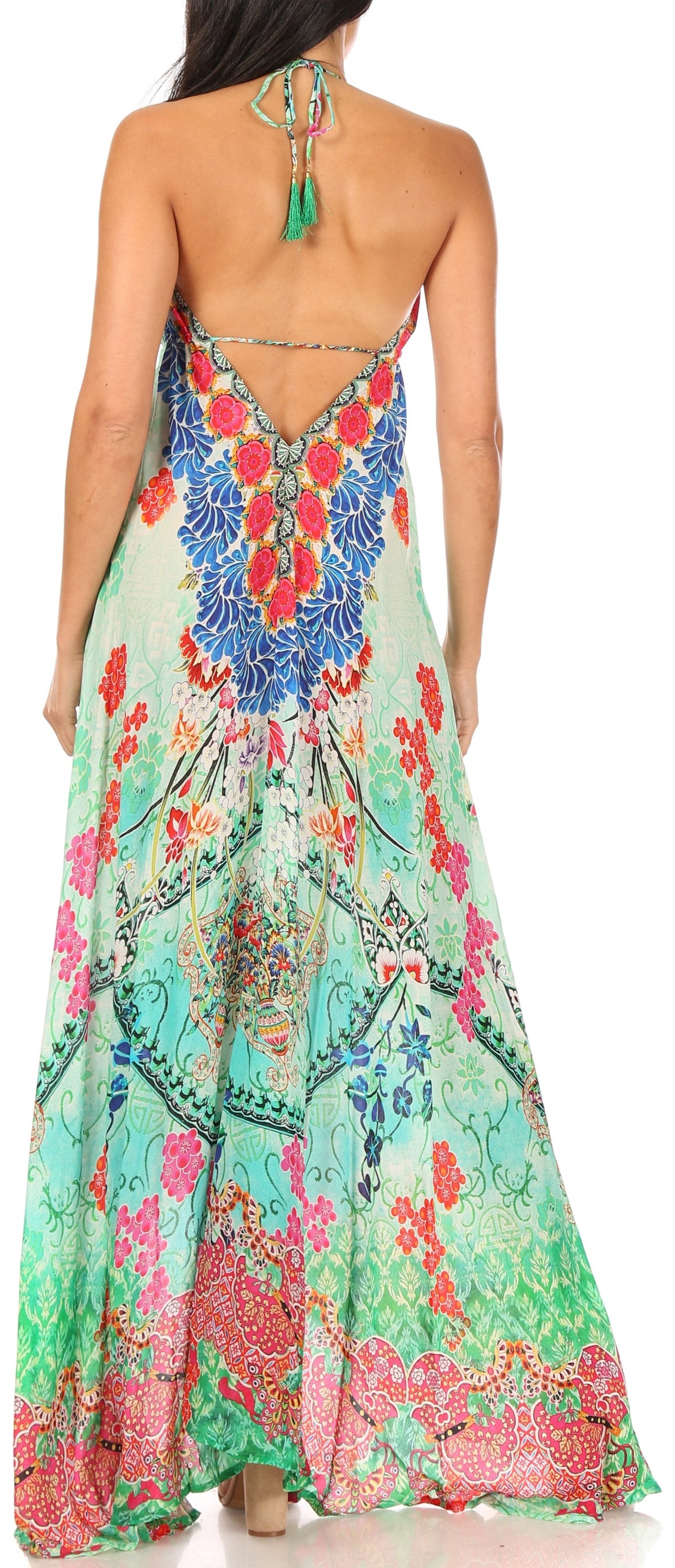 Maxi High-Low Halter Beach Dress