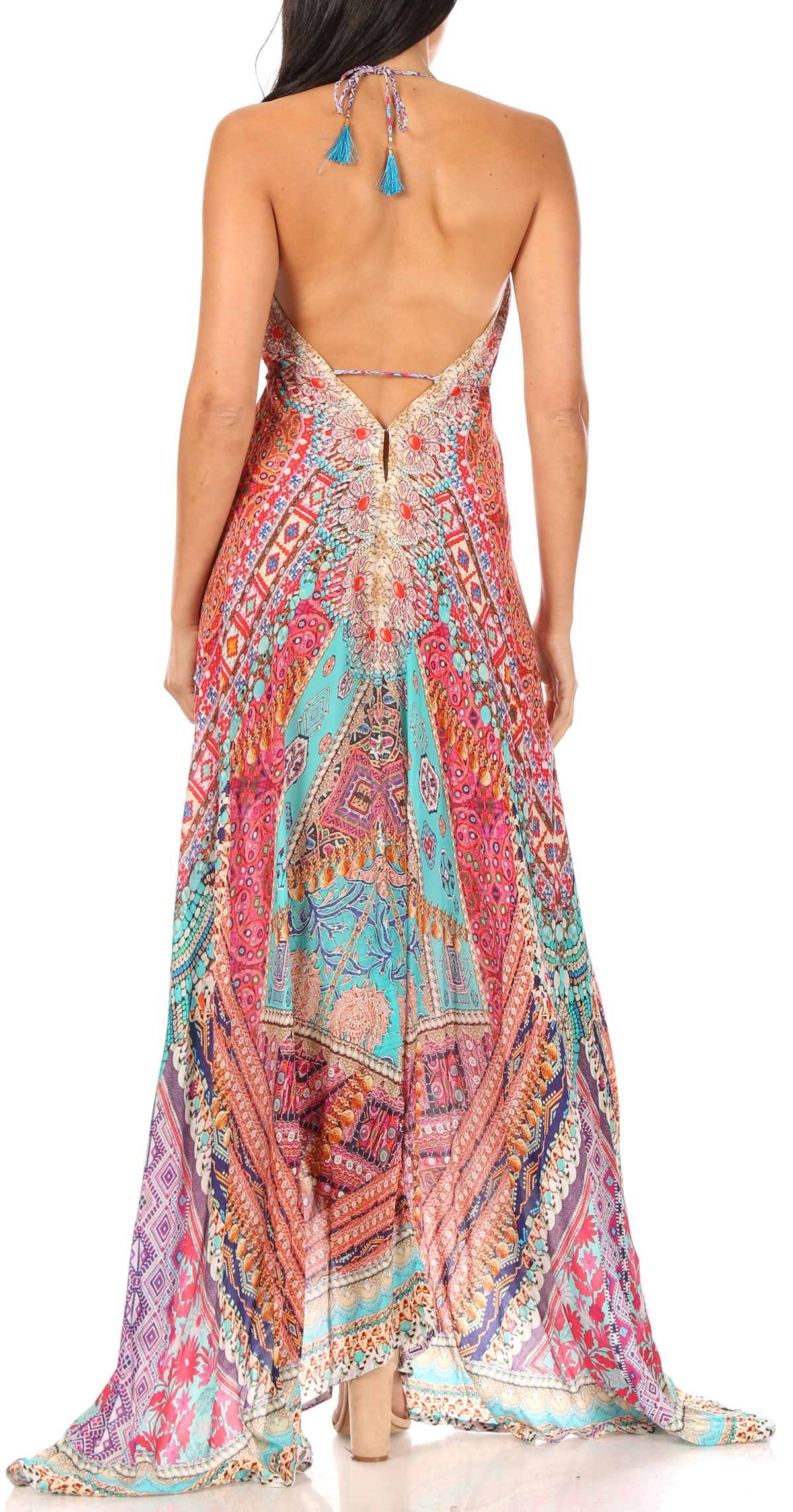 Maxi High-Low Halter Beach Dress