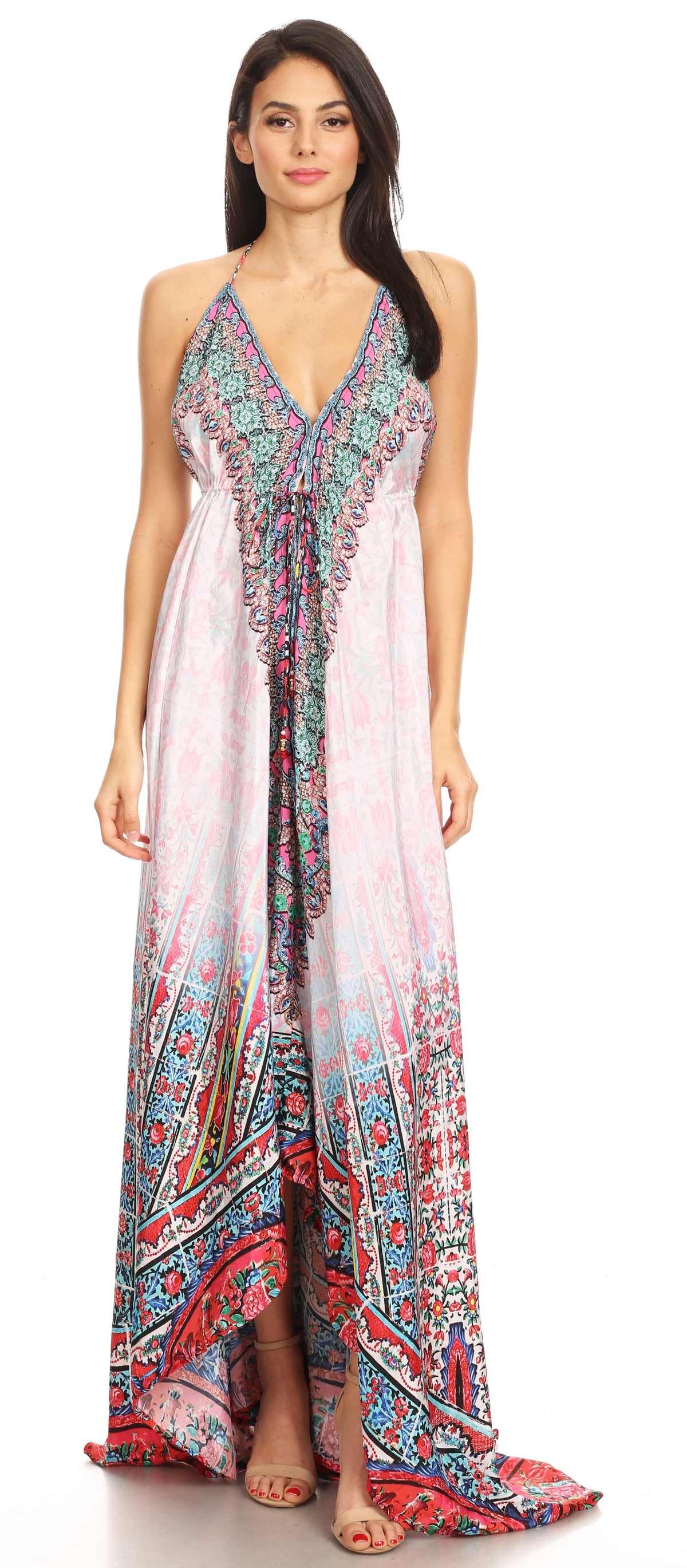 Maxi High-Low Halter Beach Dress