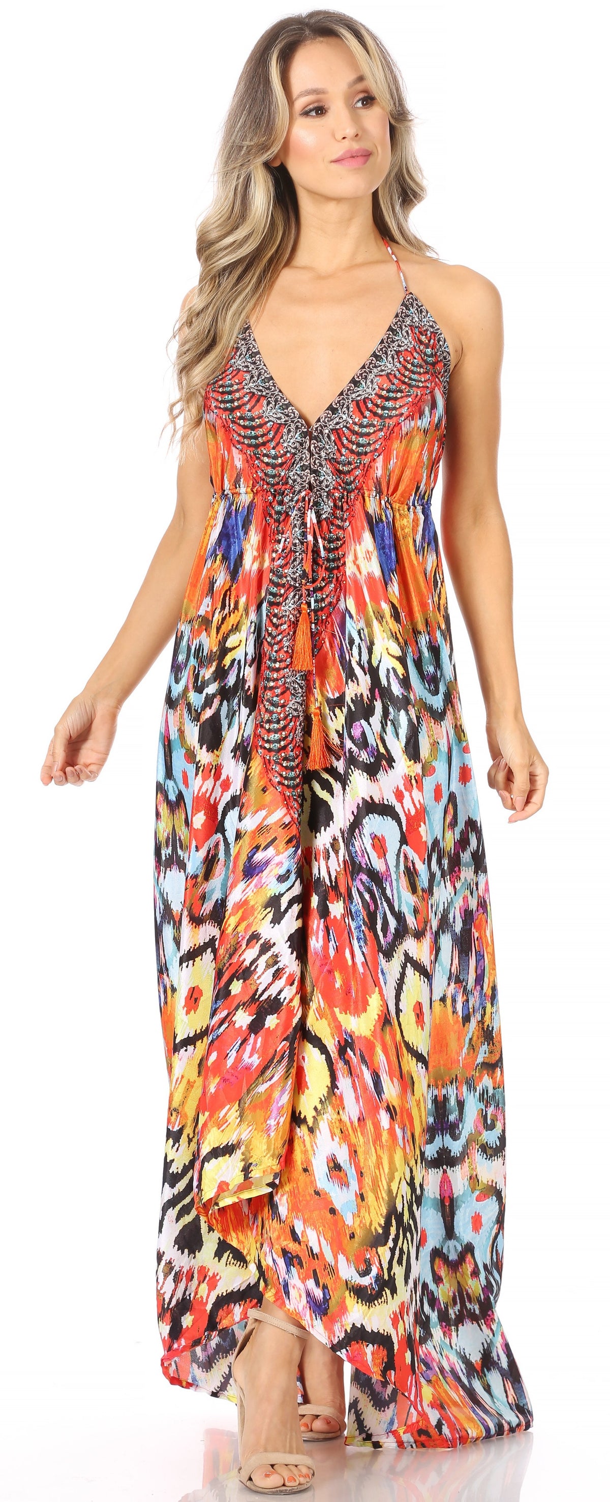 Maxi High-Low Halter Beach Dress