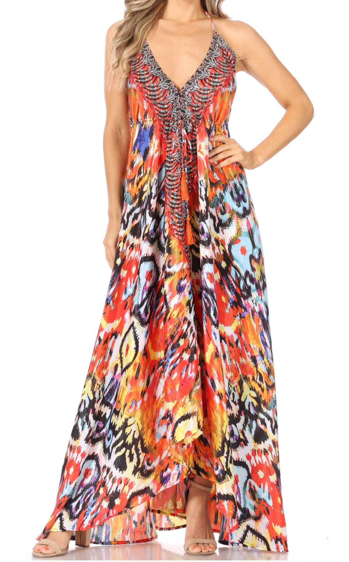 Maxi High-Low Halter Beach Dress