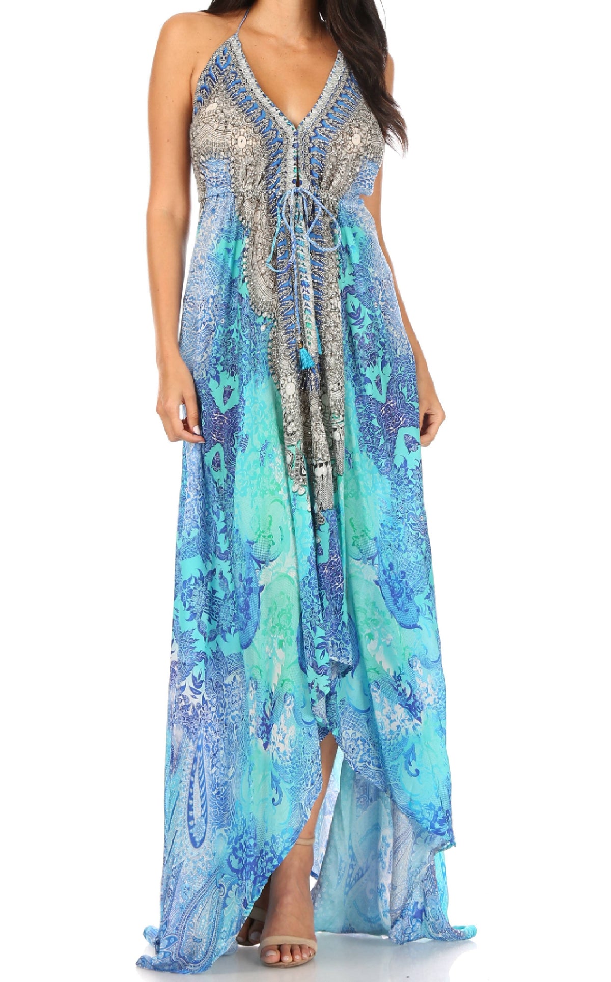 Maxi High-Low Halter Beach Dress