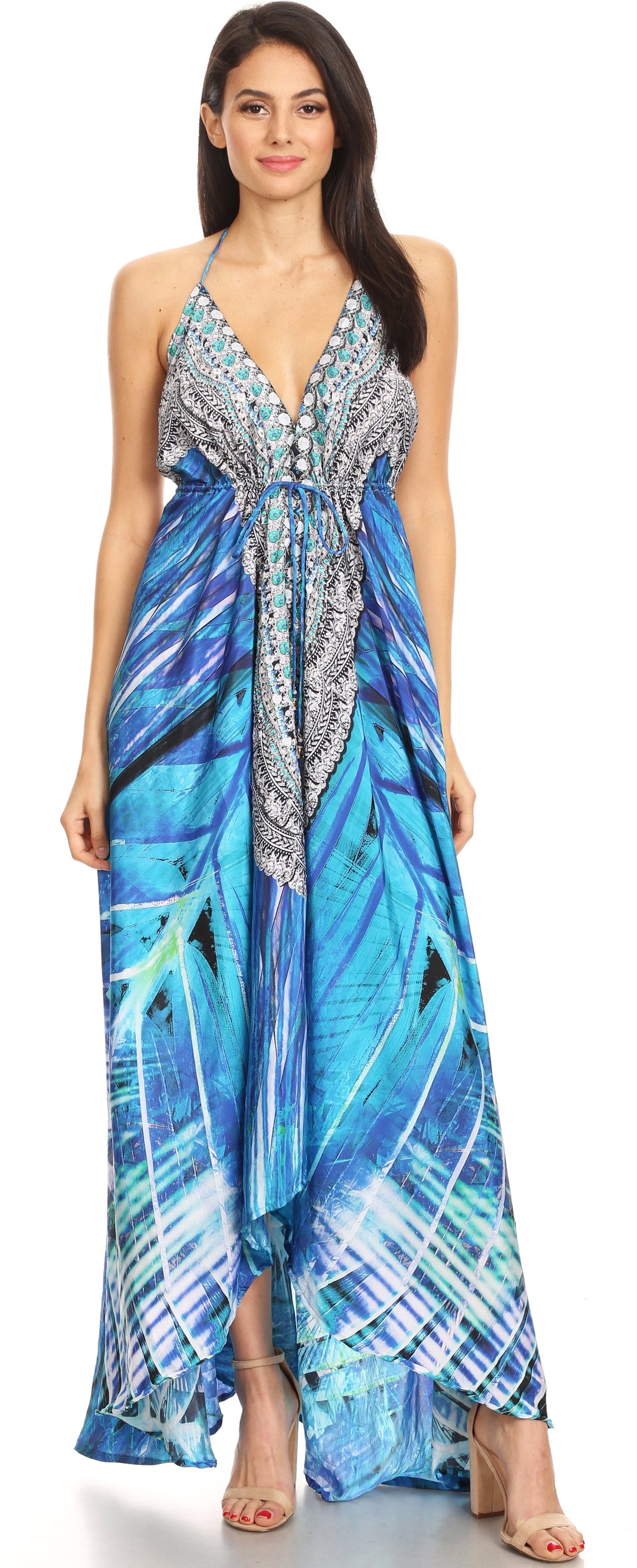 Maxi High-Low Halter Beach Dress
