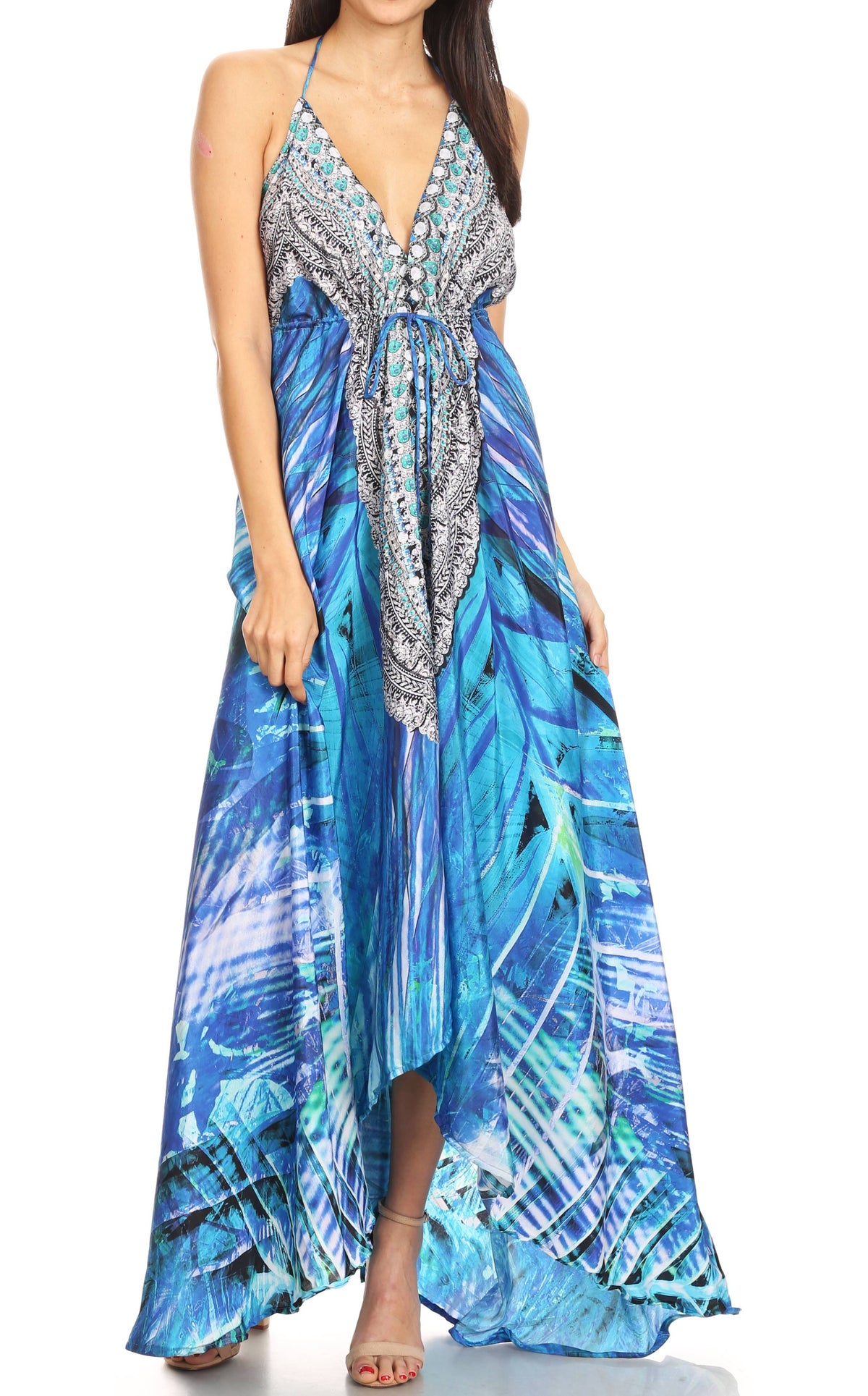Maxi High-Low Halter Beach Dress