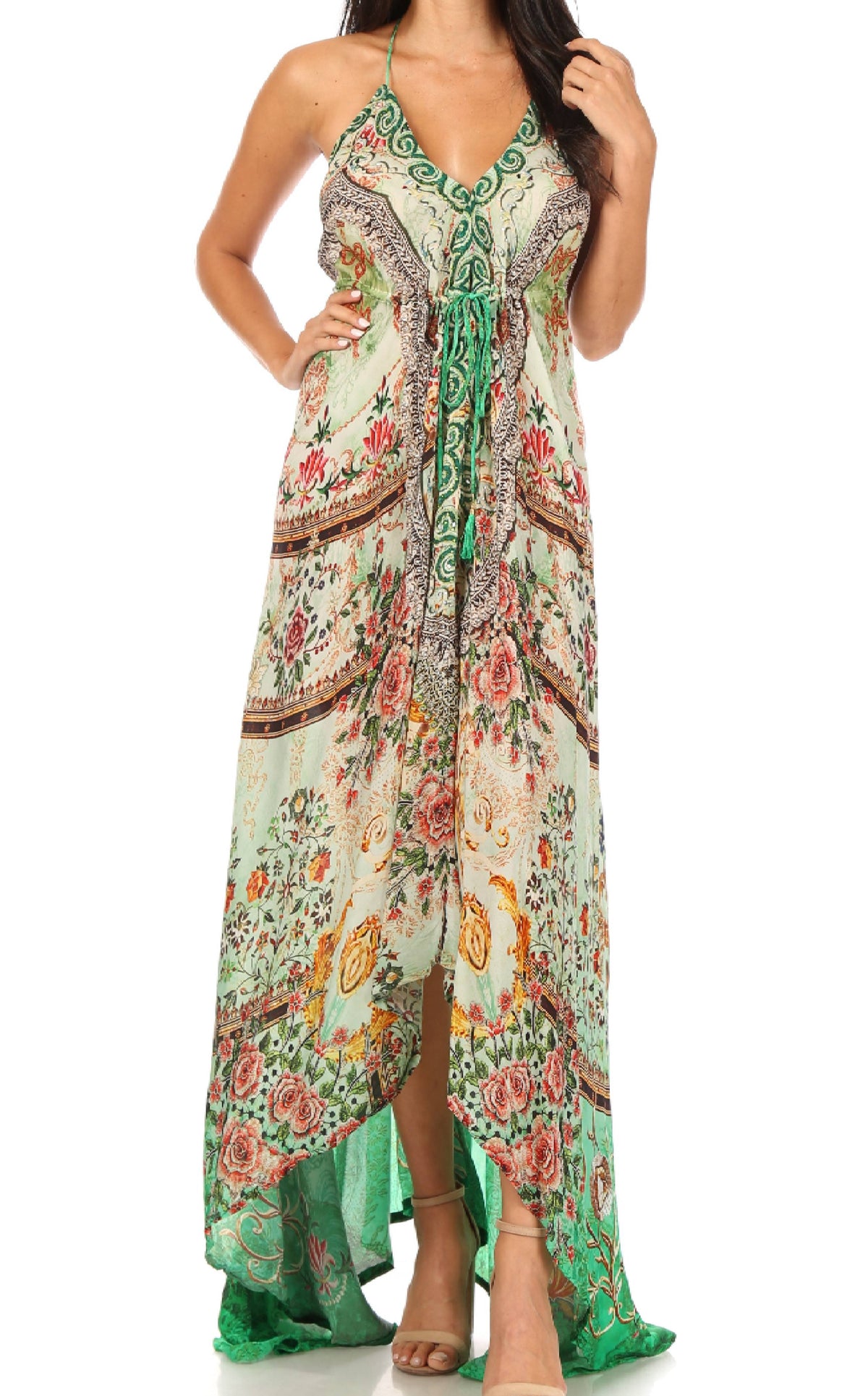 Maxi High-Low Halter Beach Dress