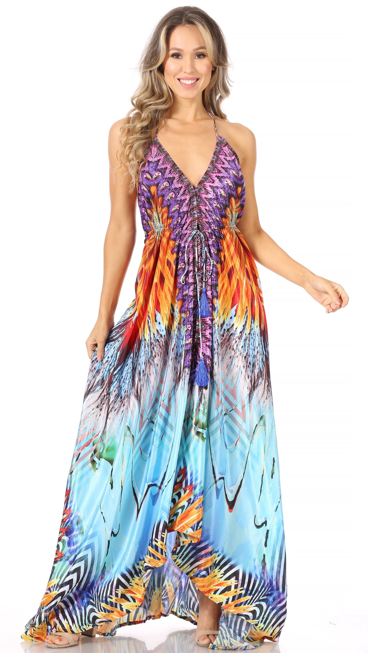 Maxi High-Low Halter Beach Dress