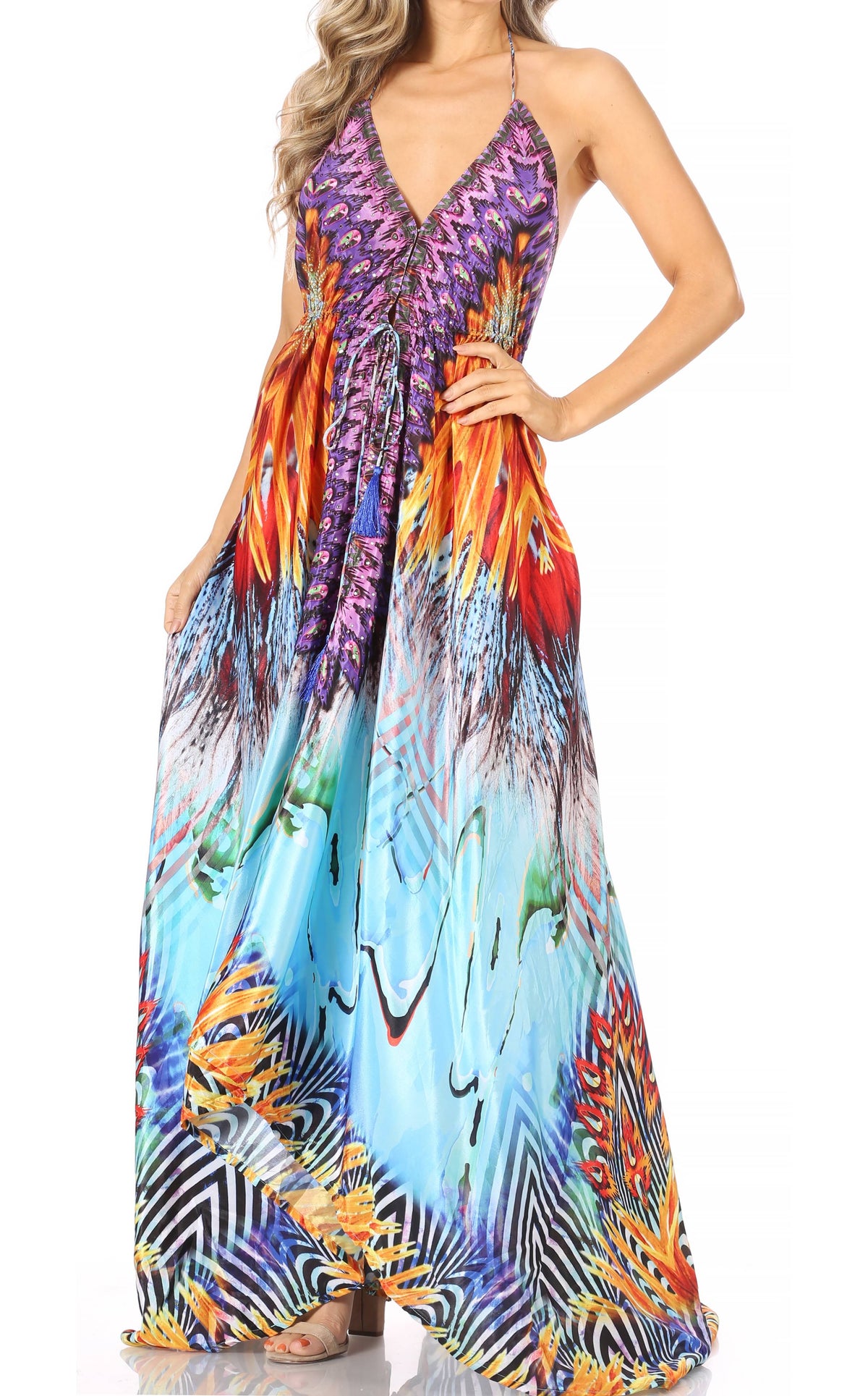 Maxi High-Low Halter Beach Dress