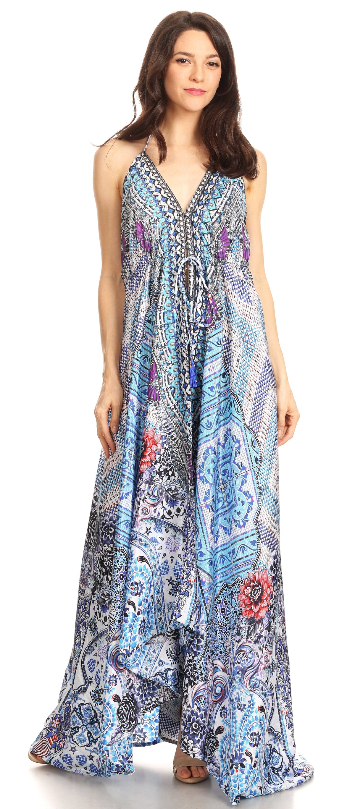 Maxi High-Low Halter Beach Dress