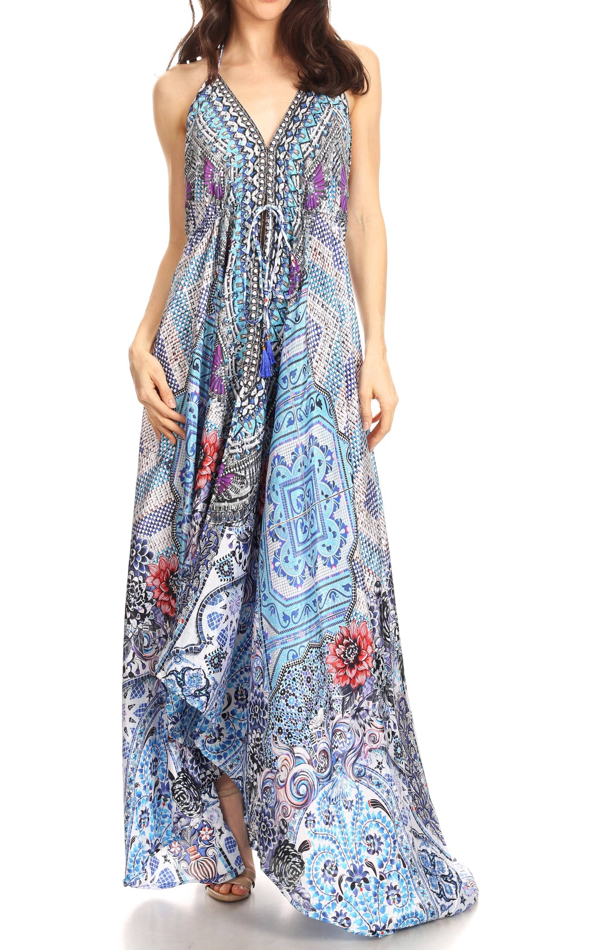 Maxi High-Low Halter Beach Dress