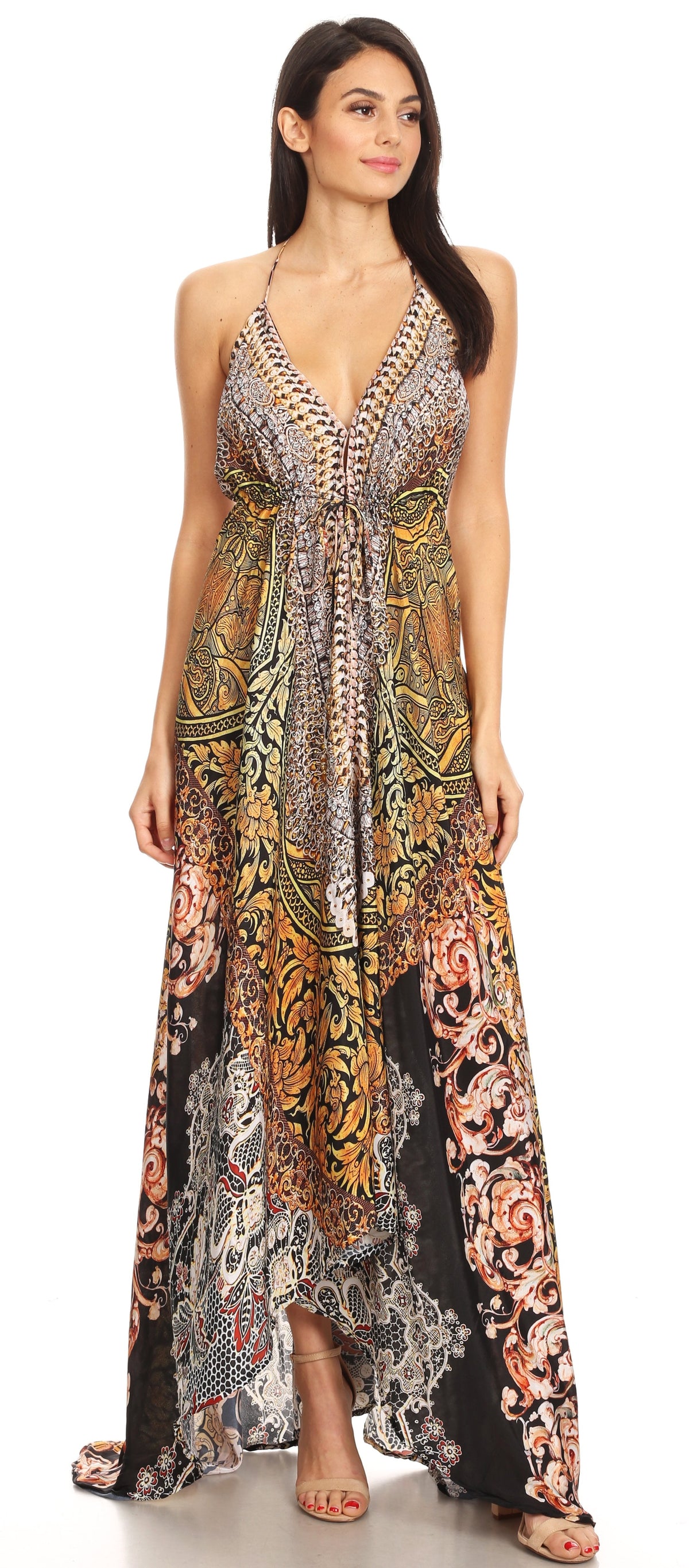 Maxi High-Low Halter Beach Dress