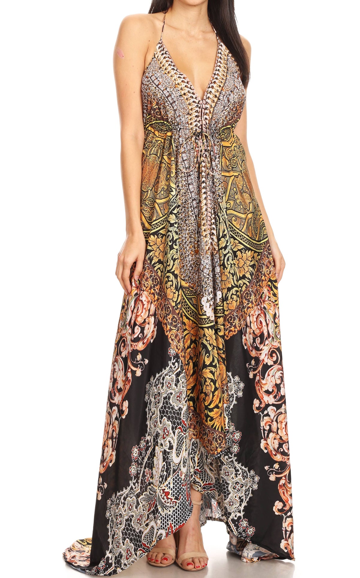 Maxi High-Low Halter Beach Dress