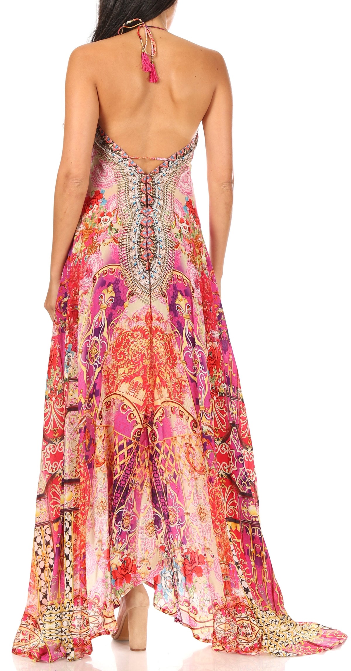 Maxi High-Low Halter Beach Dress