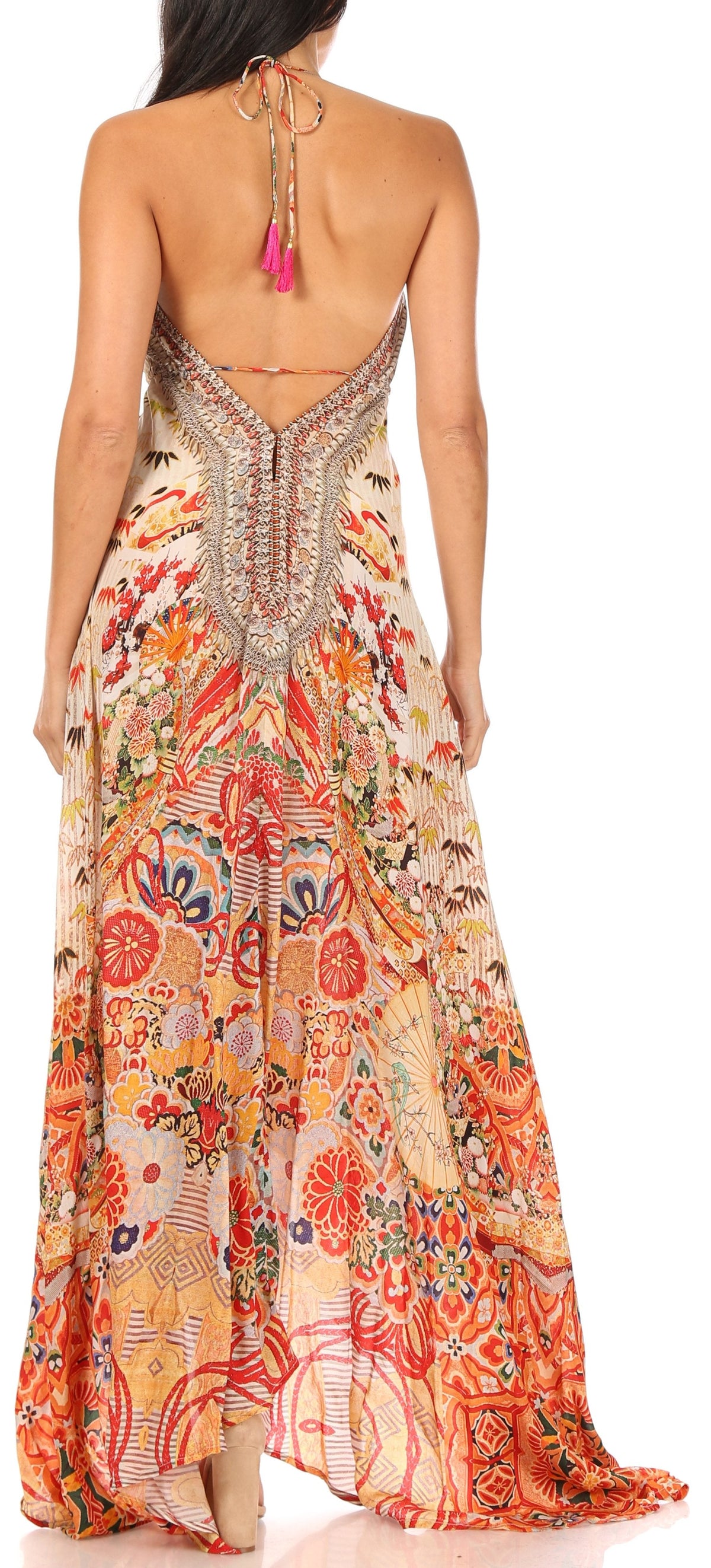 Maxi High-Low Halter Beach Dress