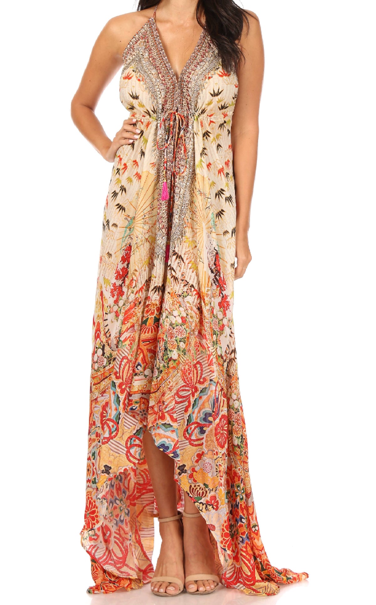Maxi High-Low Halter Beach Dress