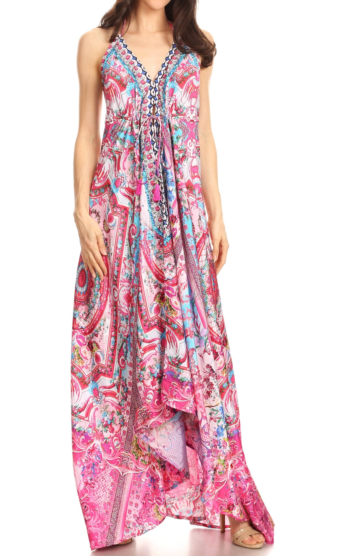 Maxi High-Low Halter Beach Dress
