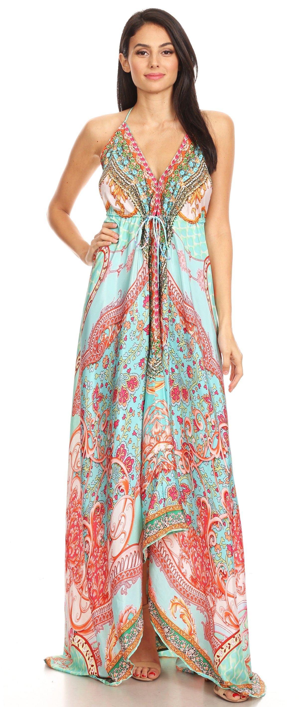 Maxi High-Low Halter Beach Dress