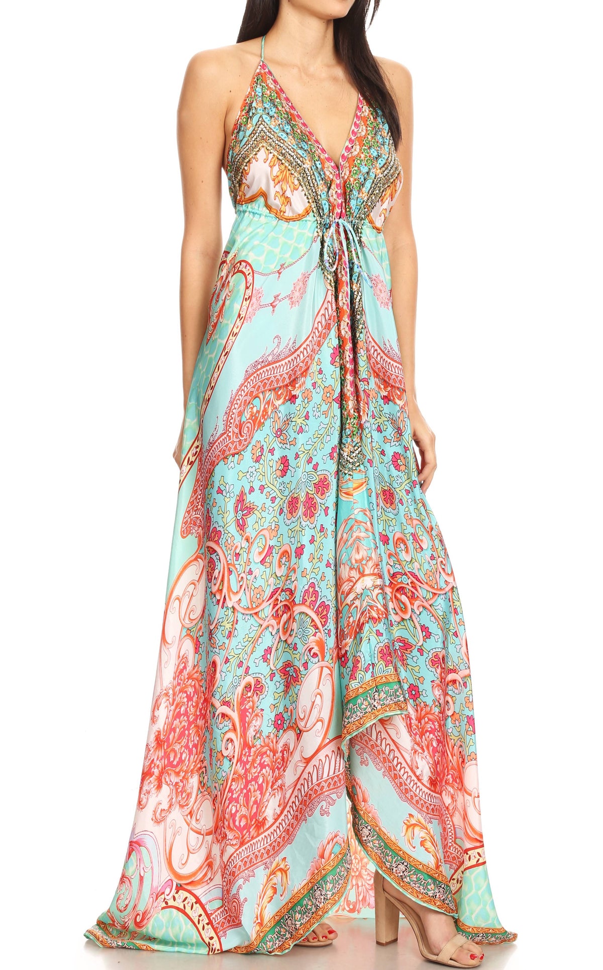 Maxi High-Low Halter Beach Dress