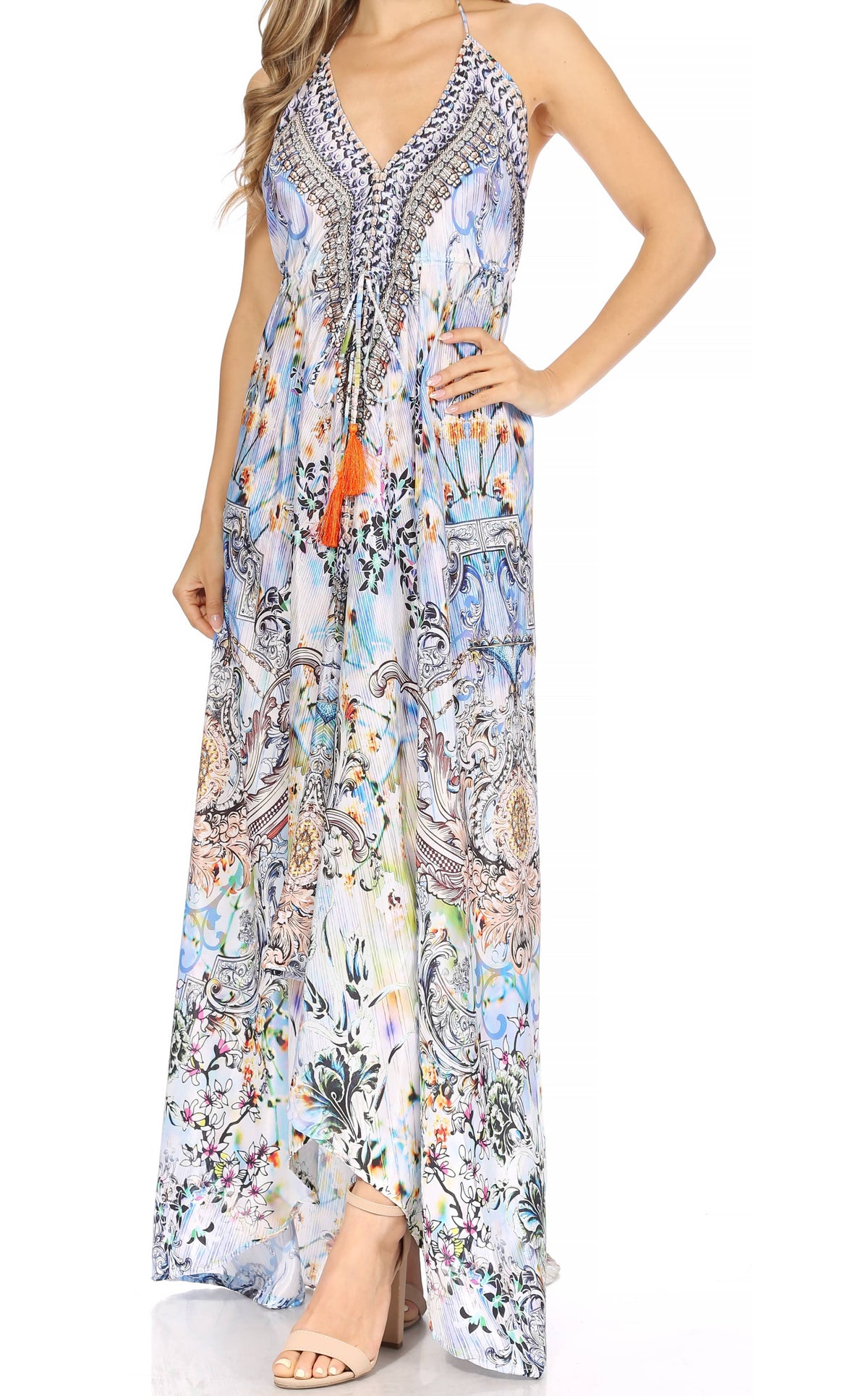 Maxi High-Low Halter Beach Dress