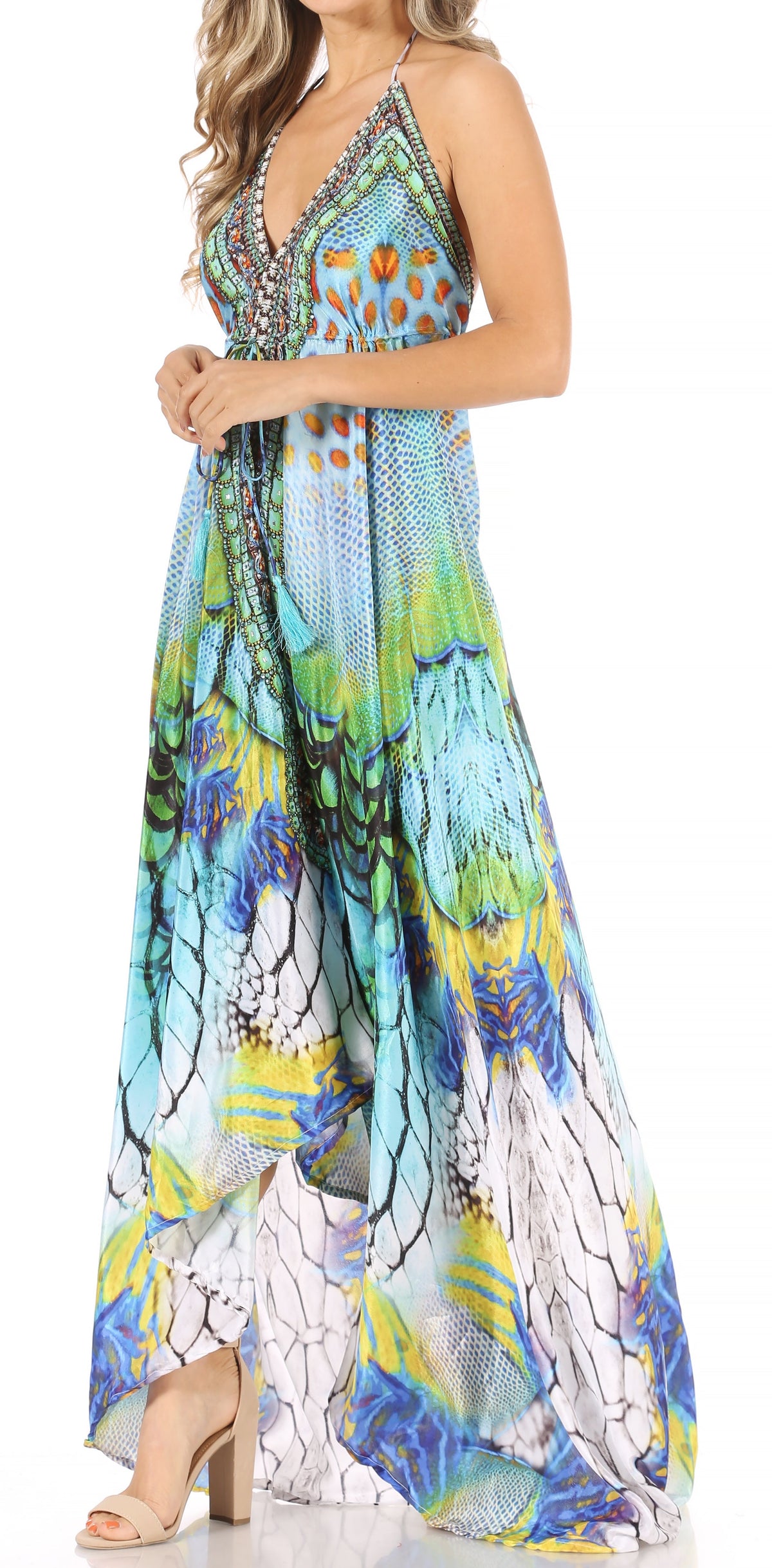 Maxi High-Low Halter Beach Dress