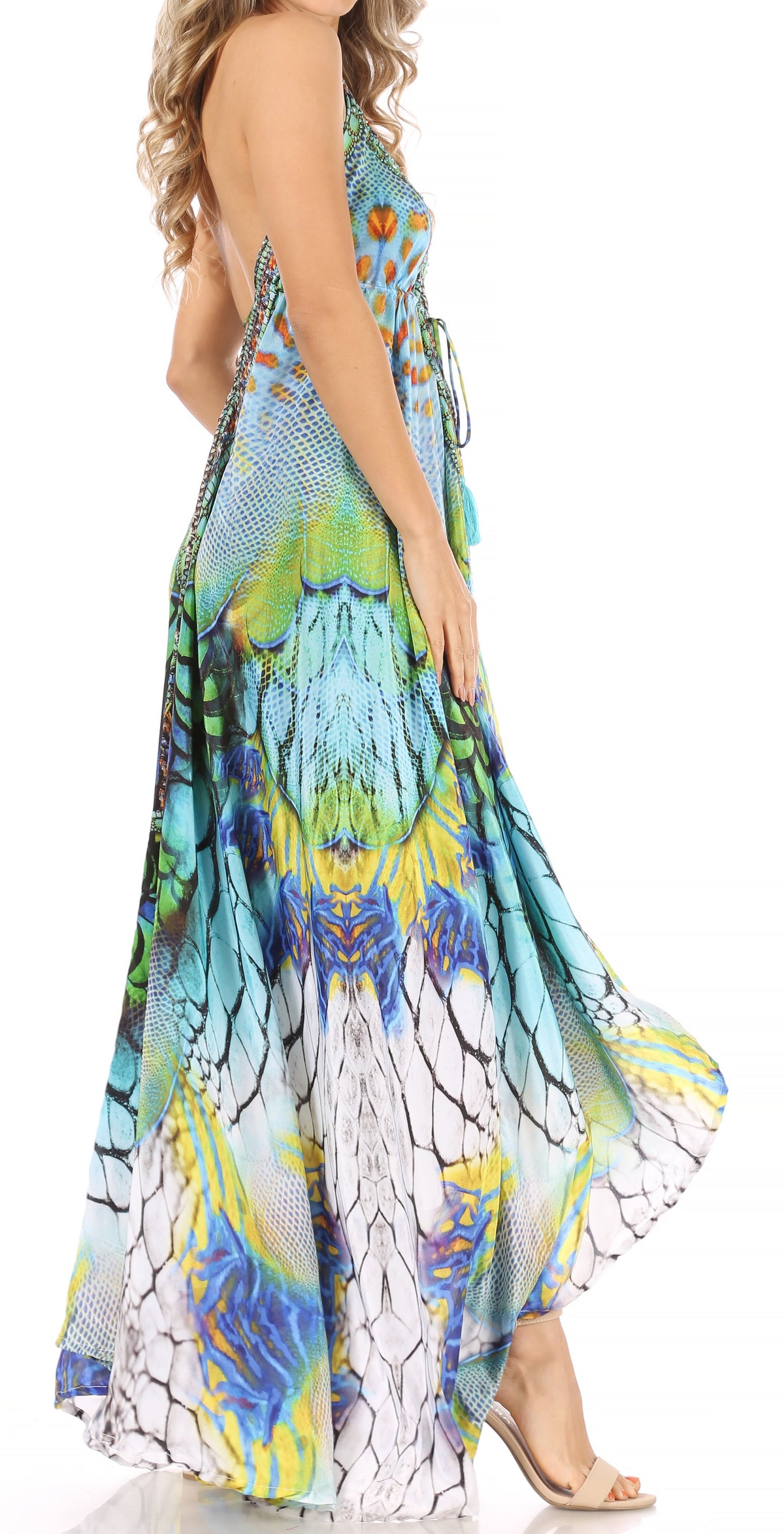 Maxi High-Low Halter Beach Dress