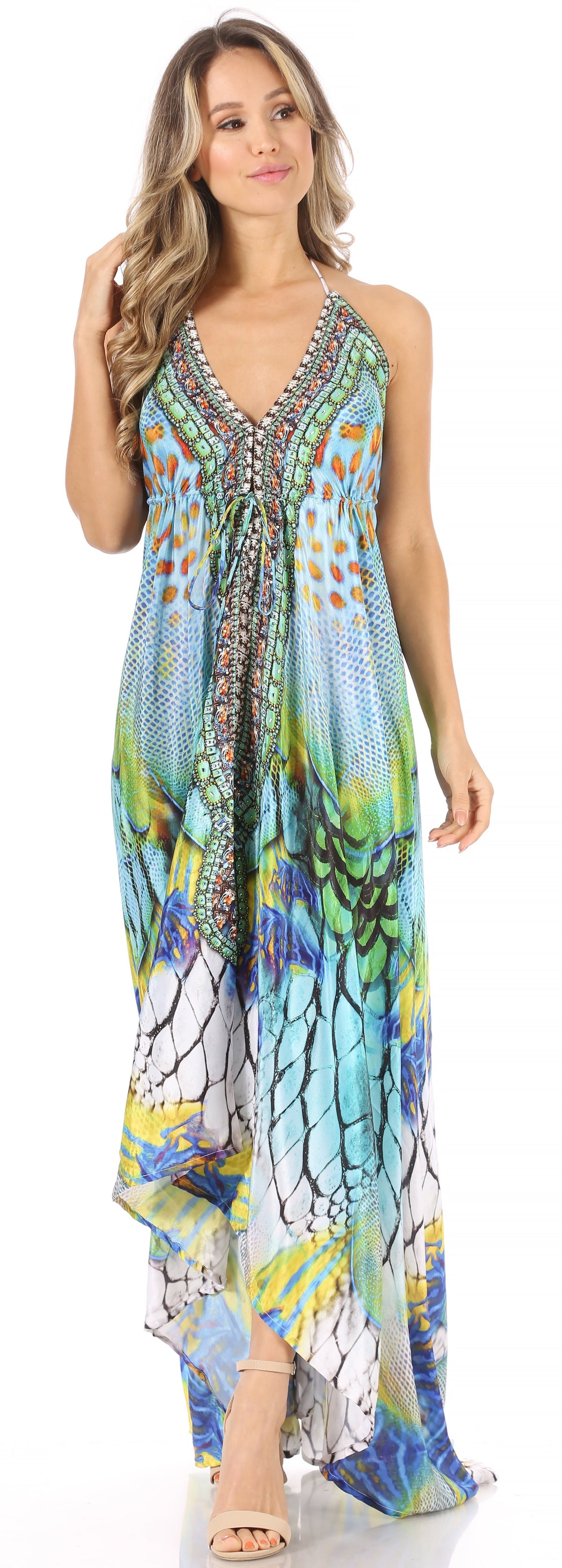 Maxi High-Low Halter Beach Dress