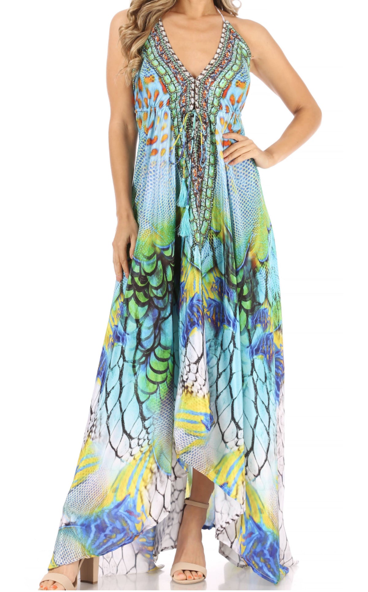 Maxi High-Low Halter Beach Dress