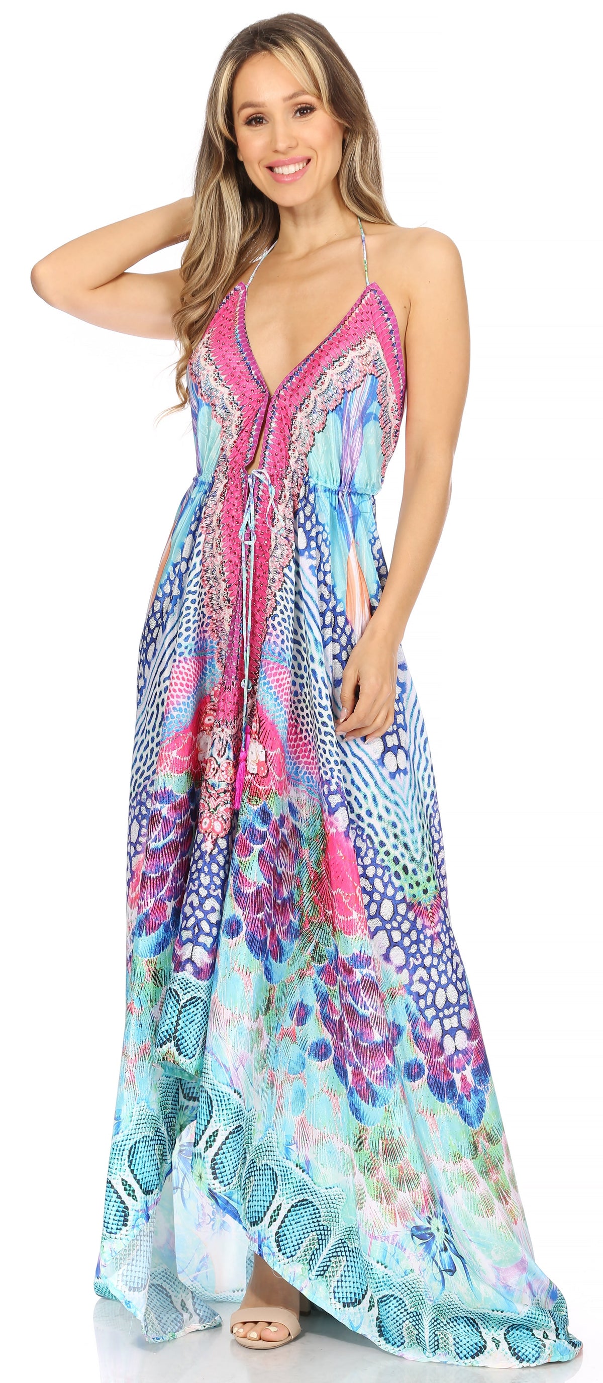 Maxi High-Low Halter Beach Dress