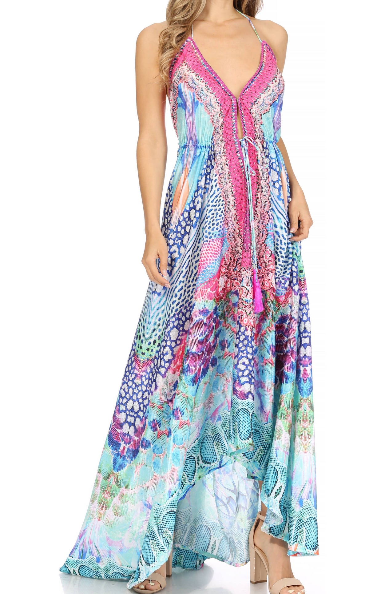 Maxi High-Low Halter Beach Dress