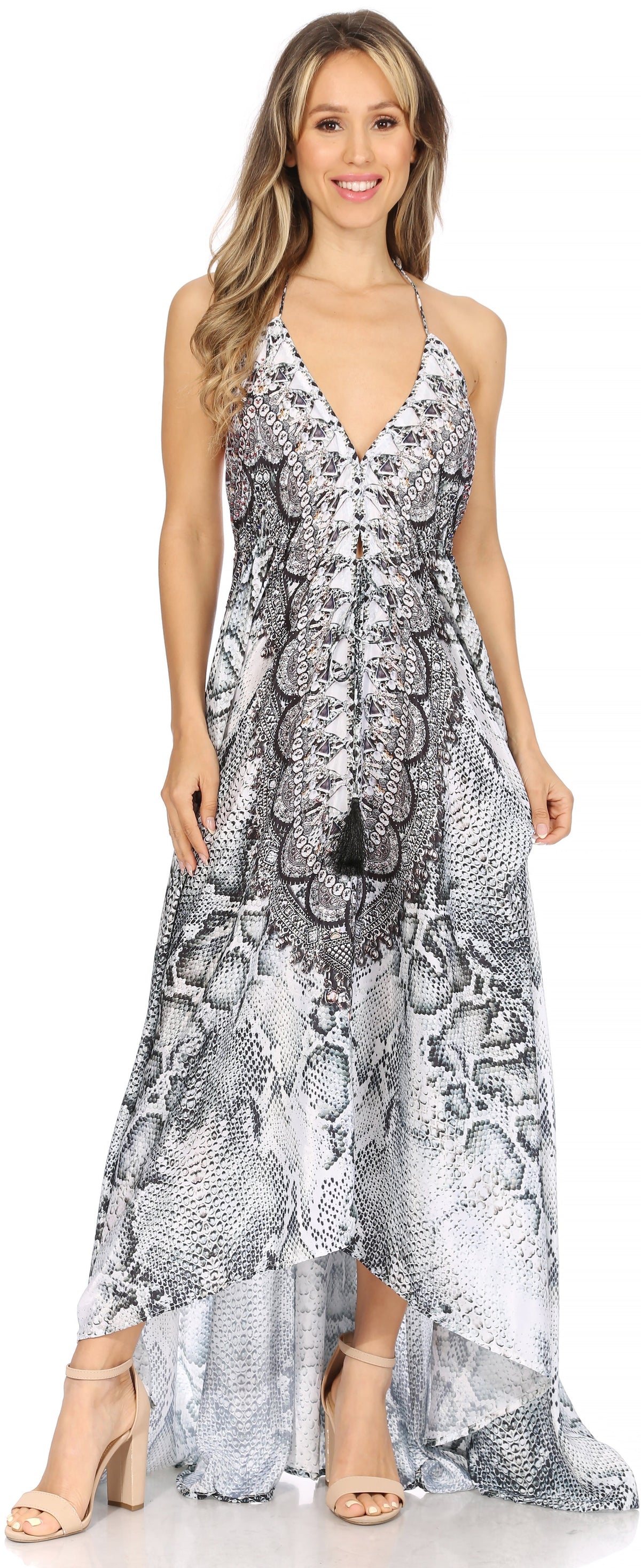 Maxi High-Low Halter Beach Dress