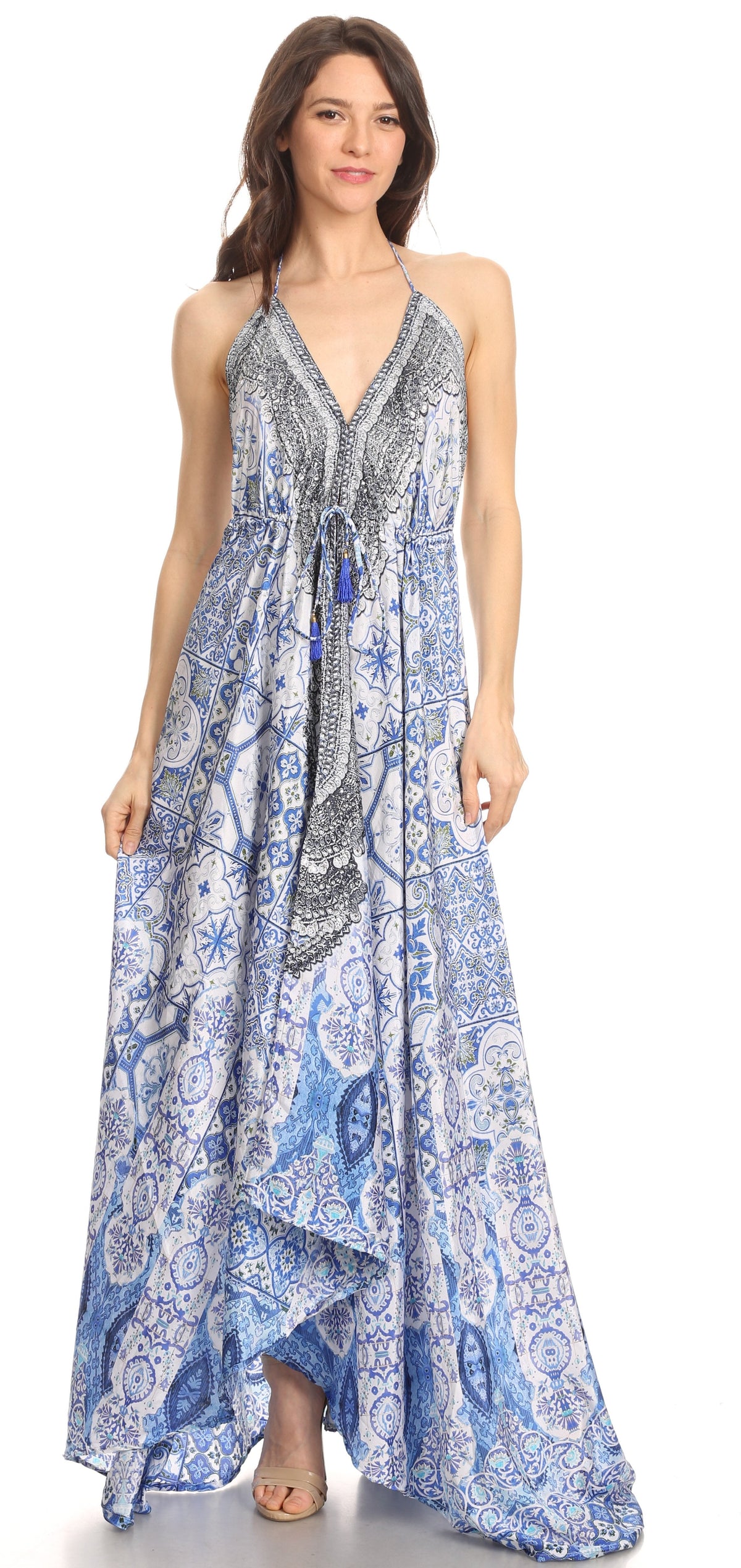 Maxi High-Low Halter Beach Dress