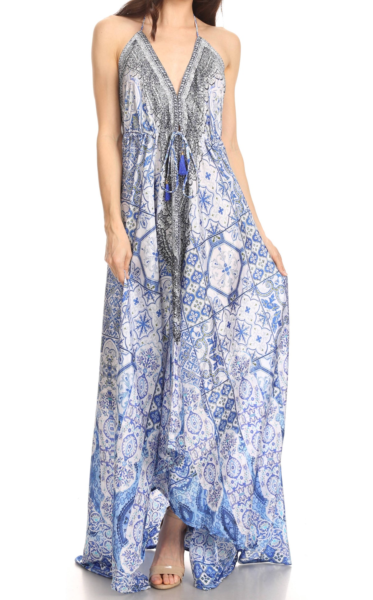 Maxi High-Low Halter Beach Dress