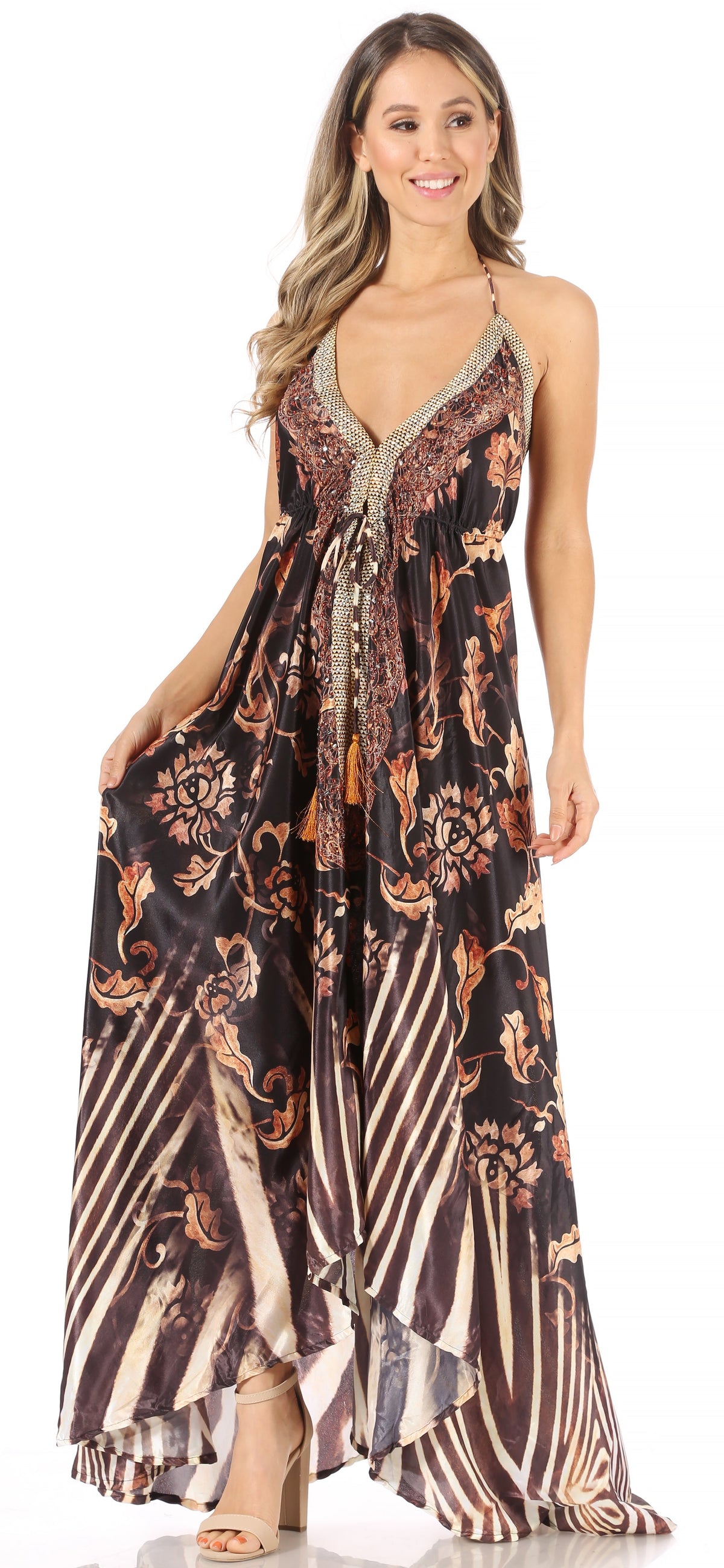 Maxi High-Low Halter Beach Dress