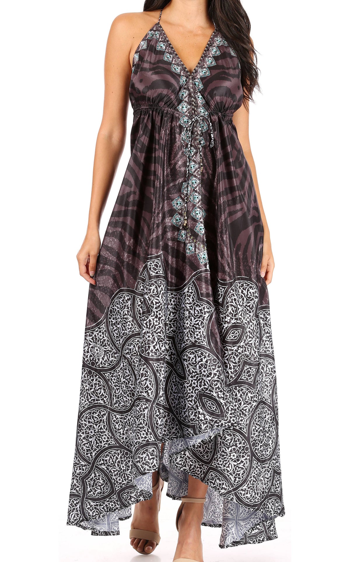 Maxi High-Low Halter Beach Dress